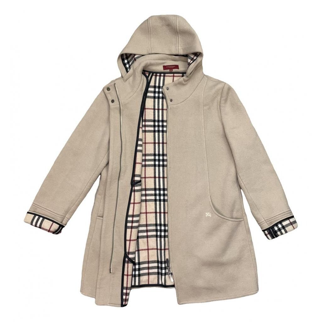 image of Burberry Wool Coat With Pattern in Beige, Women's (Size XL)