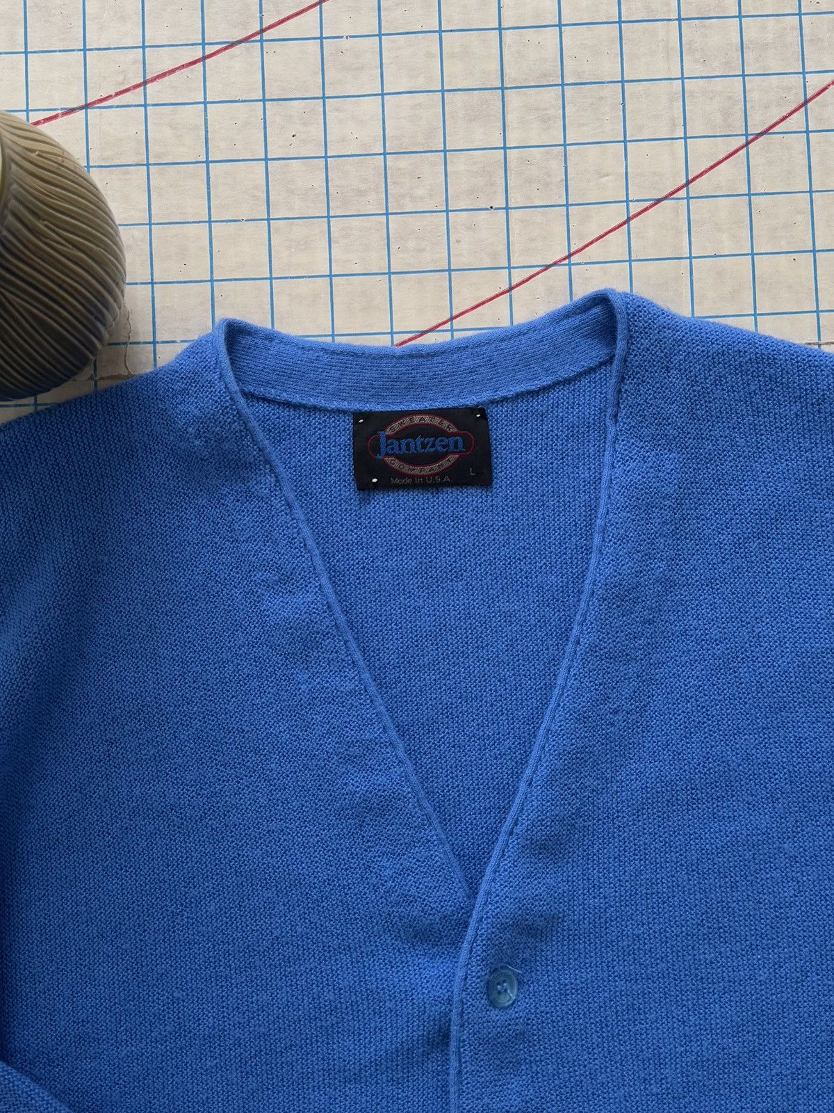 Jantzen × Vintage Vintage Jantzen Knit Cardigan Sweater Blue Mens Size Large Size US L / EU 52-54 / 3 - 6 Thumbnail