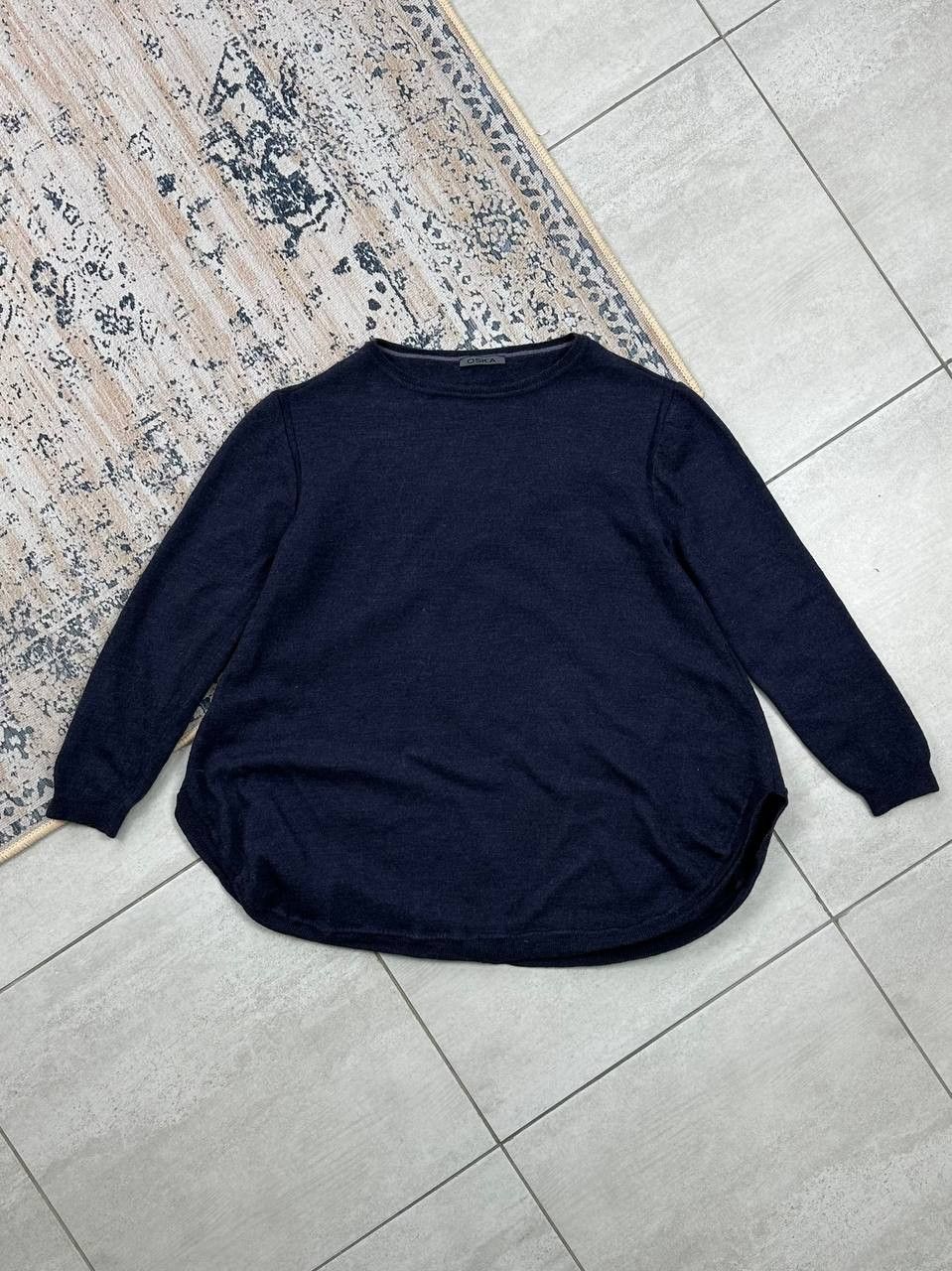 OSKA Luxury Oska Asymetric Virgin Wool Navy Sweater Size S Size XS / US 0-2 / IT 36-38 - 2 Thumbnail