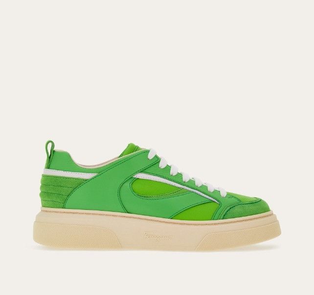 o1s1rm0724 Leather Low-Top Sneakers in Green/White