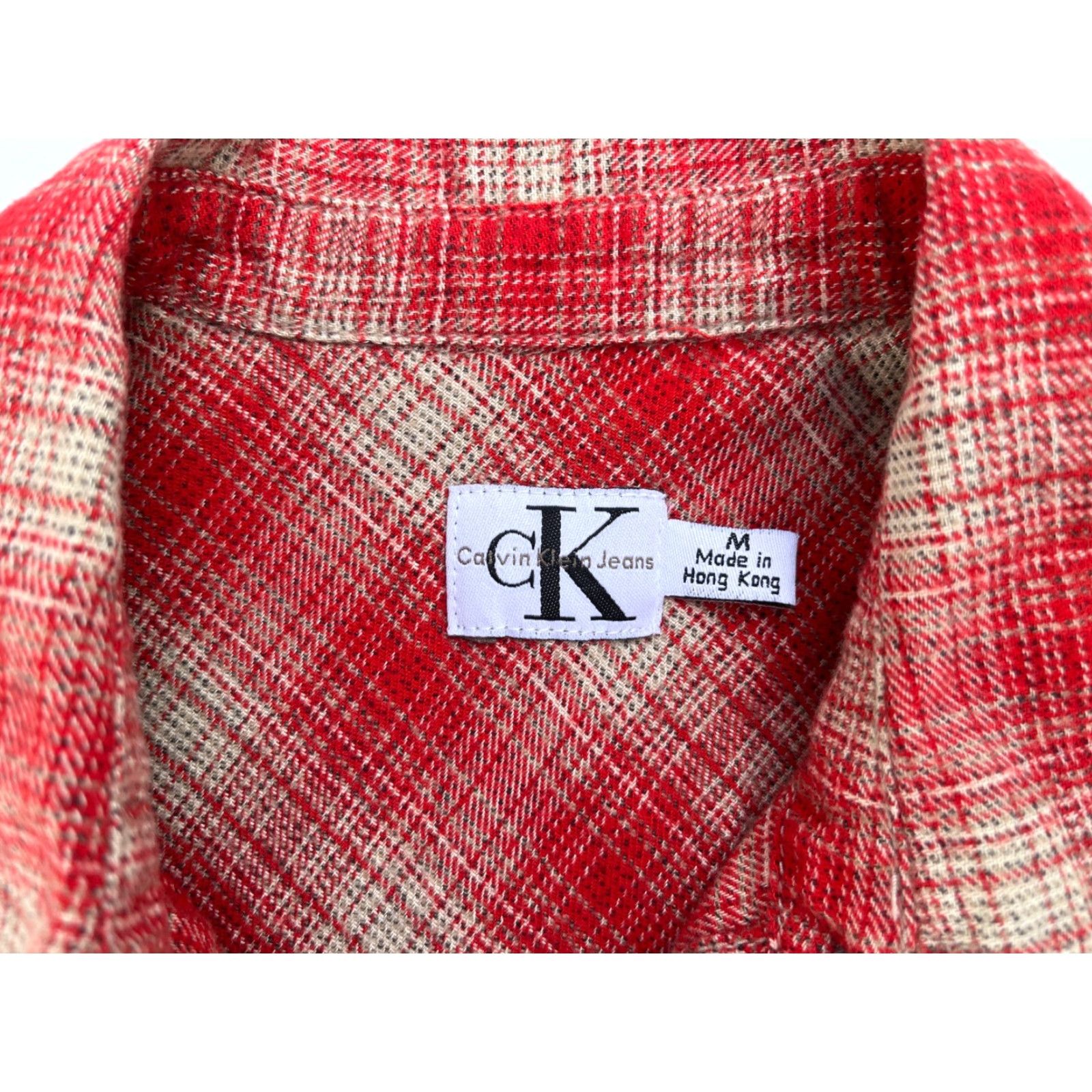 Calvin Klein VINTAGE Calvin Klein Western Shirt Plaid Pearl Snap 90s Women's Size M Red Cotton Flannel Pockets Button-Up Size M / US 6-8 / IT 42-44 - 5 Thumbnail