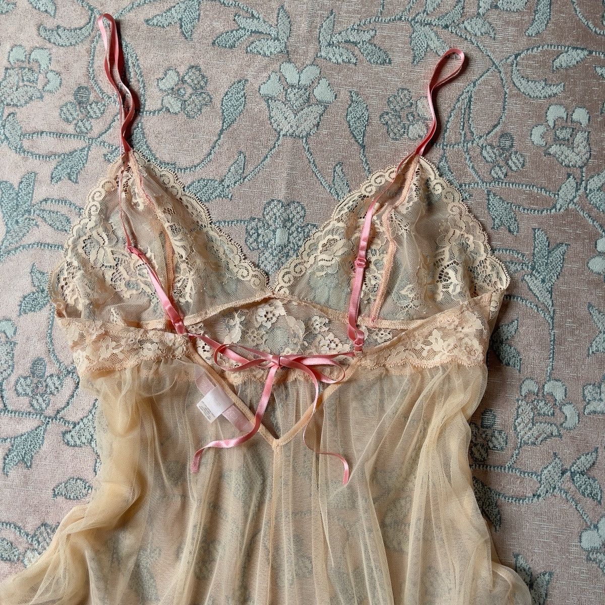 Victoria's Secret Victoria’s Secret Peach Sheer Mesh Mini Slip Dress (S) Size S / US 4 / IT 40 - 10 Thumbnail