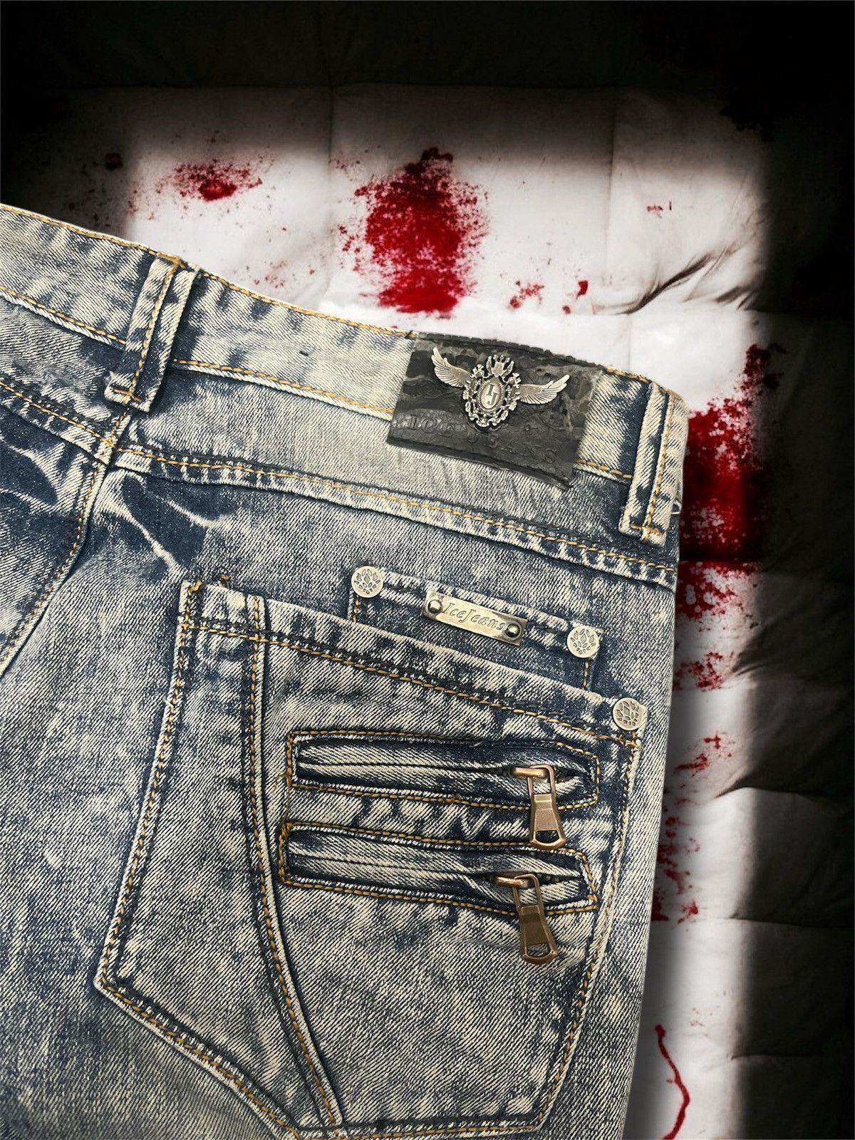 Japanese Brand Balmain Style Moto Zipper Jeans Size US 34 / EU 50 - 4 Thumbnail
