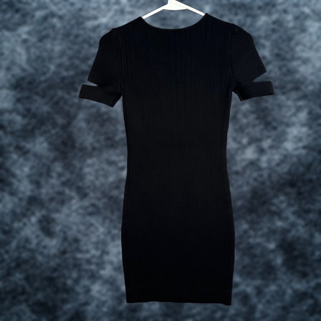 Alexander Wang Alexander Wang Black Ribbed Knit Short Sleeve Bodycon Dress Size XS Size 26" / US 2 / IT 38 - 1 Thumbnail