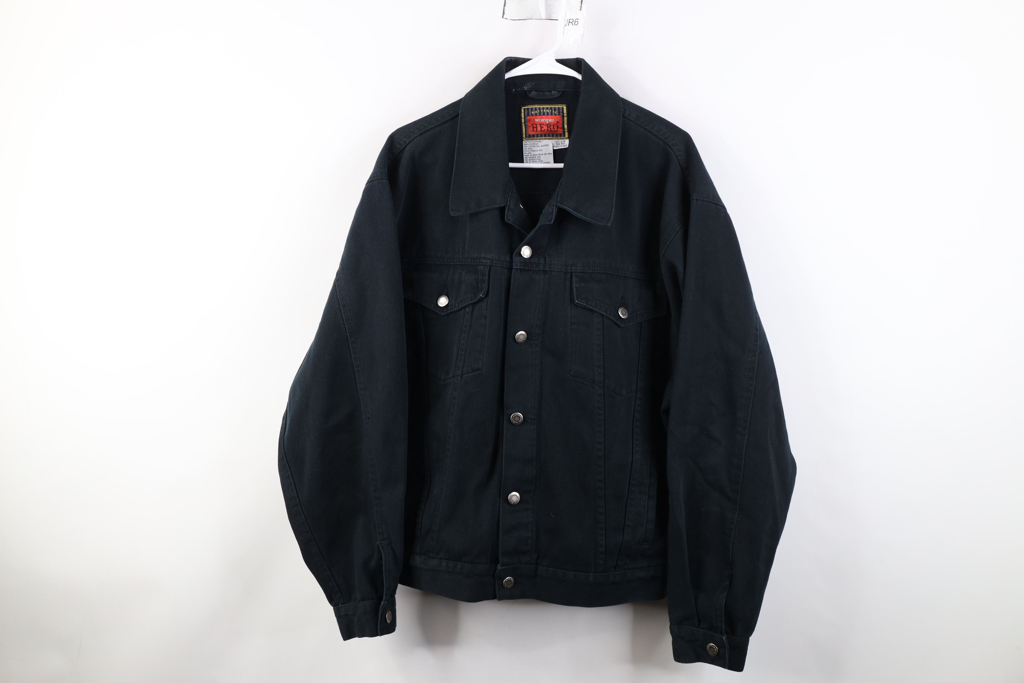 Wrangler Vintage 90s Y2K Wrangler Denim Jean Trucker Jacket Black Size US L / EU 52-54 / 3 - 1 Thumbnail