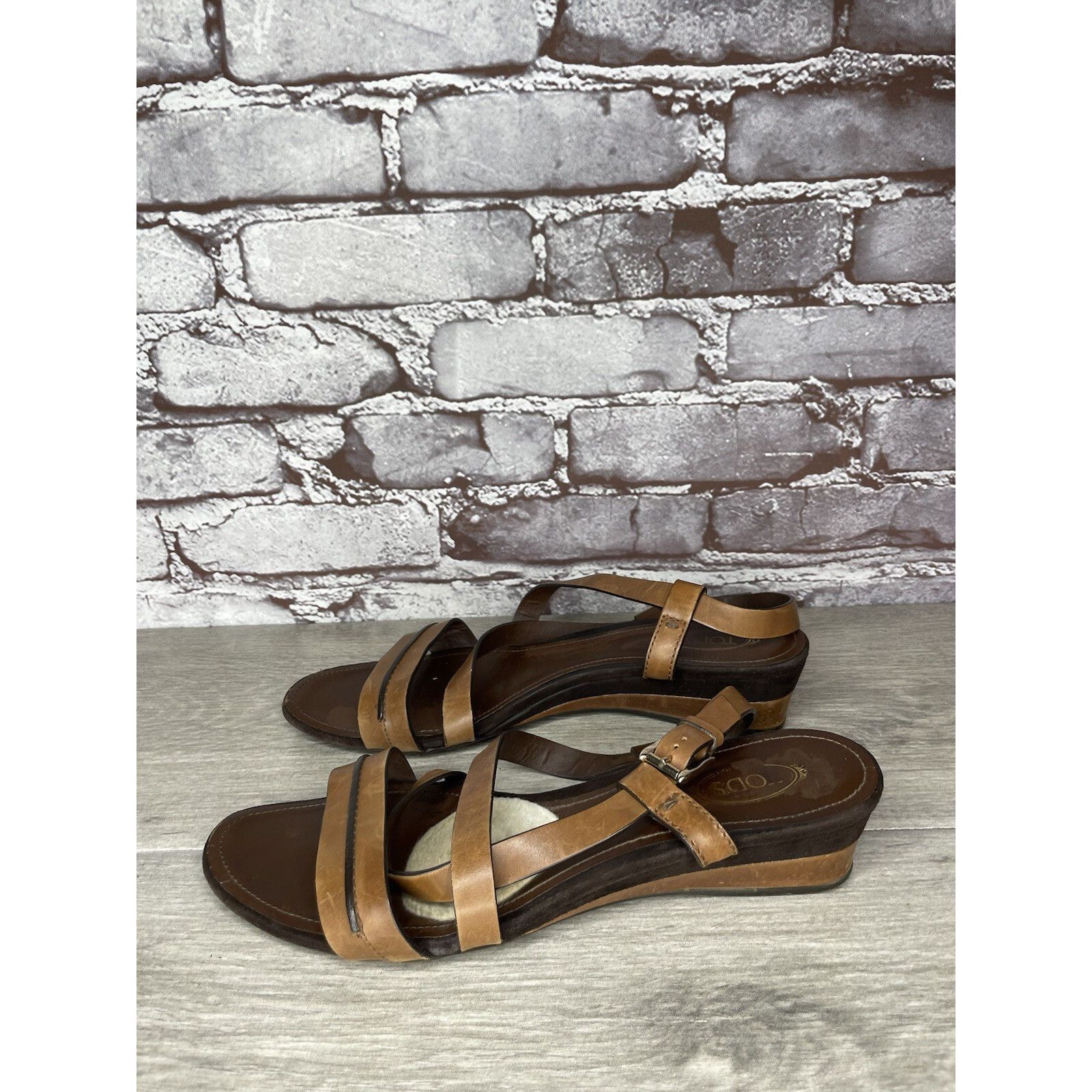 Tod's Tod's Brown Leather Wedge Strappy Ankle Strap Sandals Women Size US 9.5 / IT 39.5 - 12 Thumbnail