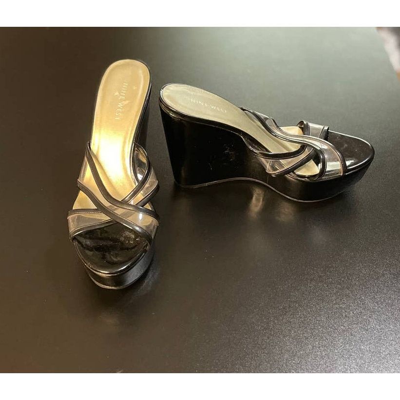Nine West Nine West Black Wedge Sandal Size 6.5 Size US 6.5 / IT 36.5 - 1 Thumbnail