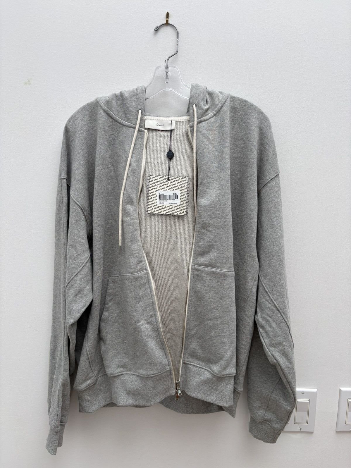 Other Dunst brand Unisex leather logo zip up hoodie melange grey Size US L / EU 52-54 / 3 - 3 Thumbnail