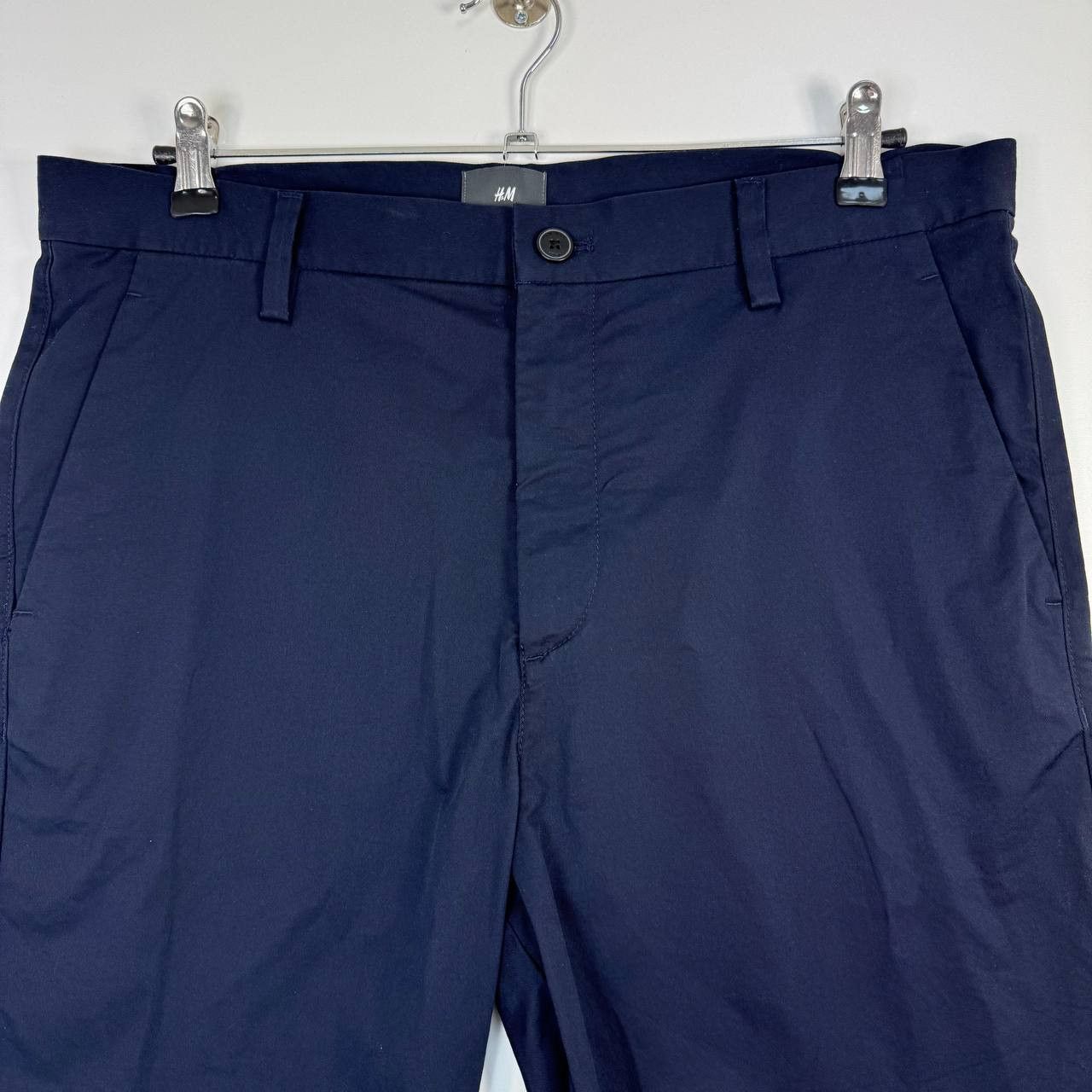 H&M H&M Chino Trousers Navy Blue Regular Fit Mens Size L (W34) Size US 36 / EU 52 - 2 Thumbnail