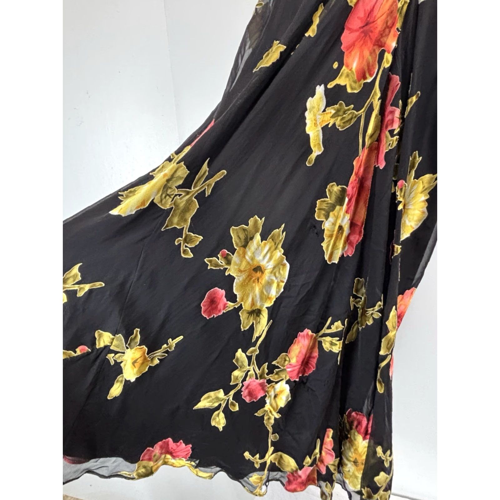 Vintage VINTAGE Patra Women's Midi Dress Silk Blend Black Floral Fairy Sleeveless Party Formal Sz 6 Size M / US 6-8 / IT 42-44 - 5 Thumbnail