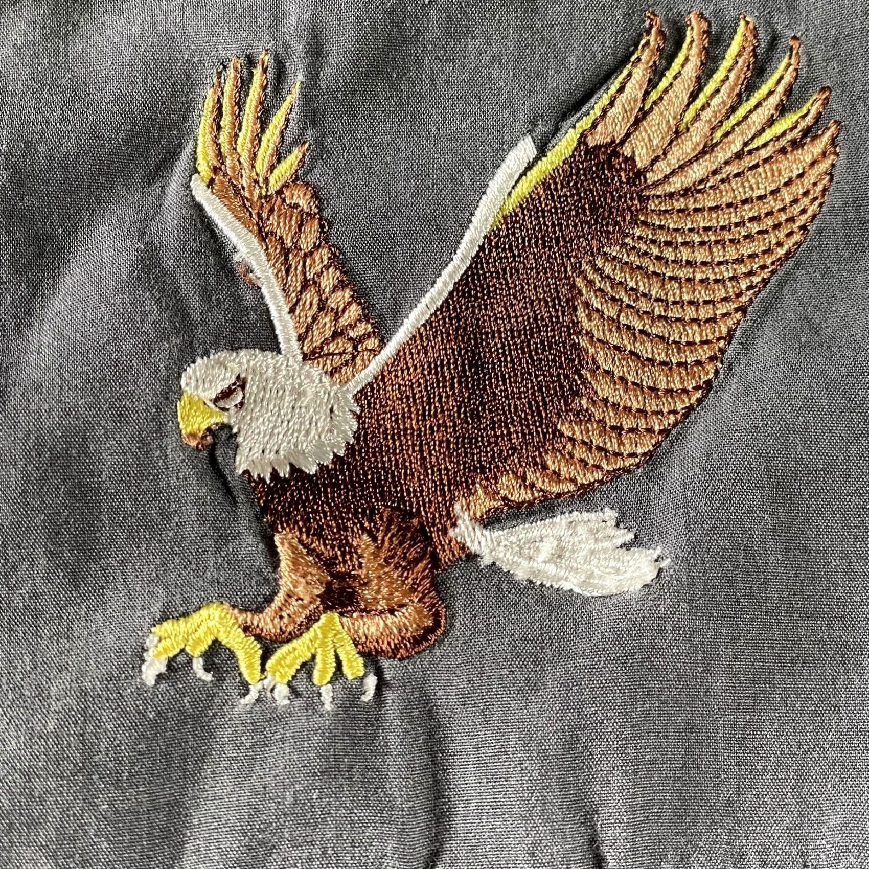 Vintage Stir-Ups Shirt Mens XL Gray Bald Eagle Embroidered Western Snap Long Sleeve Size US XL / EU 56 / 4 - 2 Thumbnail