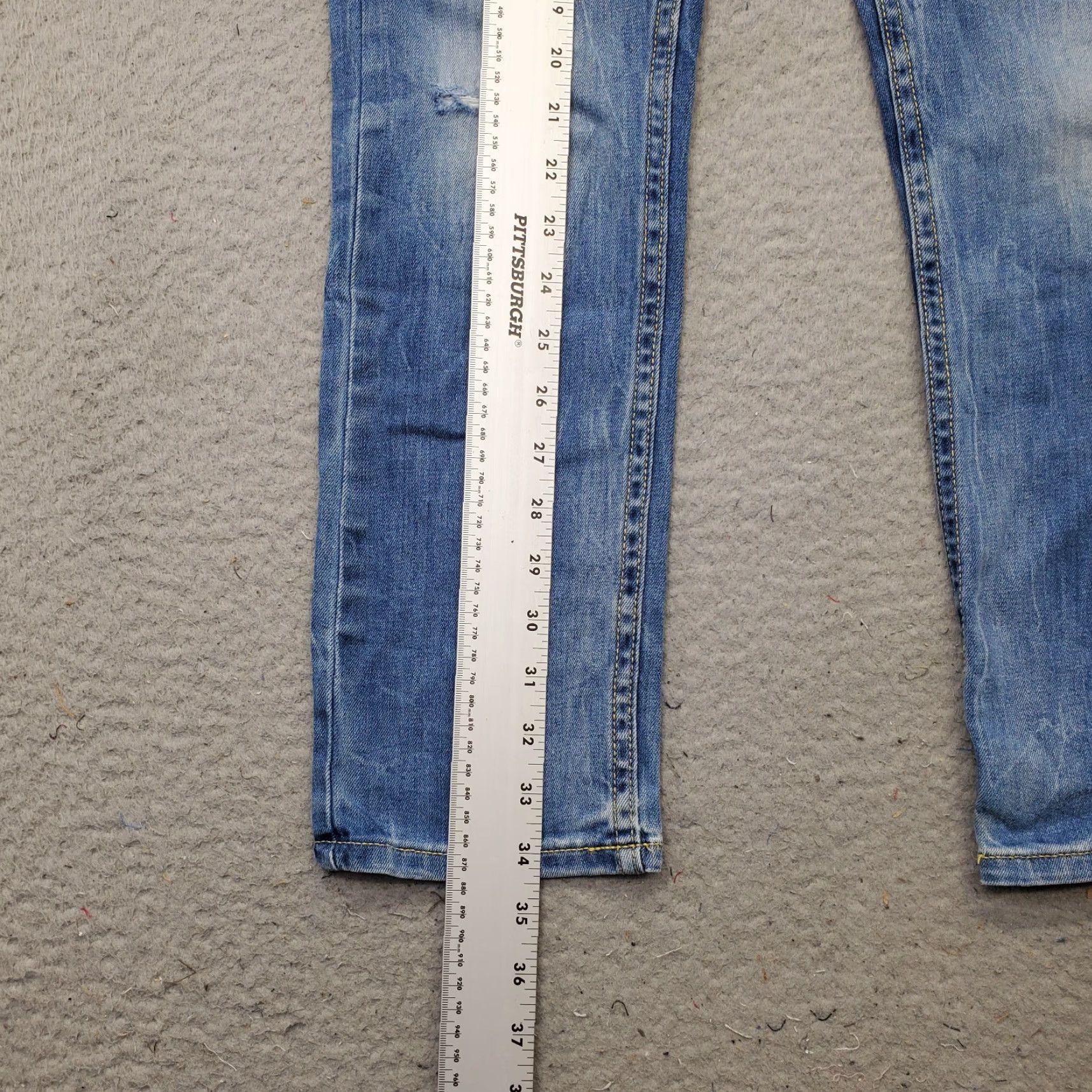 Levi's Levi's 502 Straight Jeans Womens 14 Blue Denim Stretch Regular Fit Distressed Jeans Size 36" / US 14 / IT 50 - 3 Thumbnail