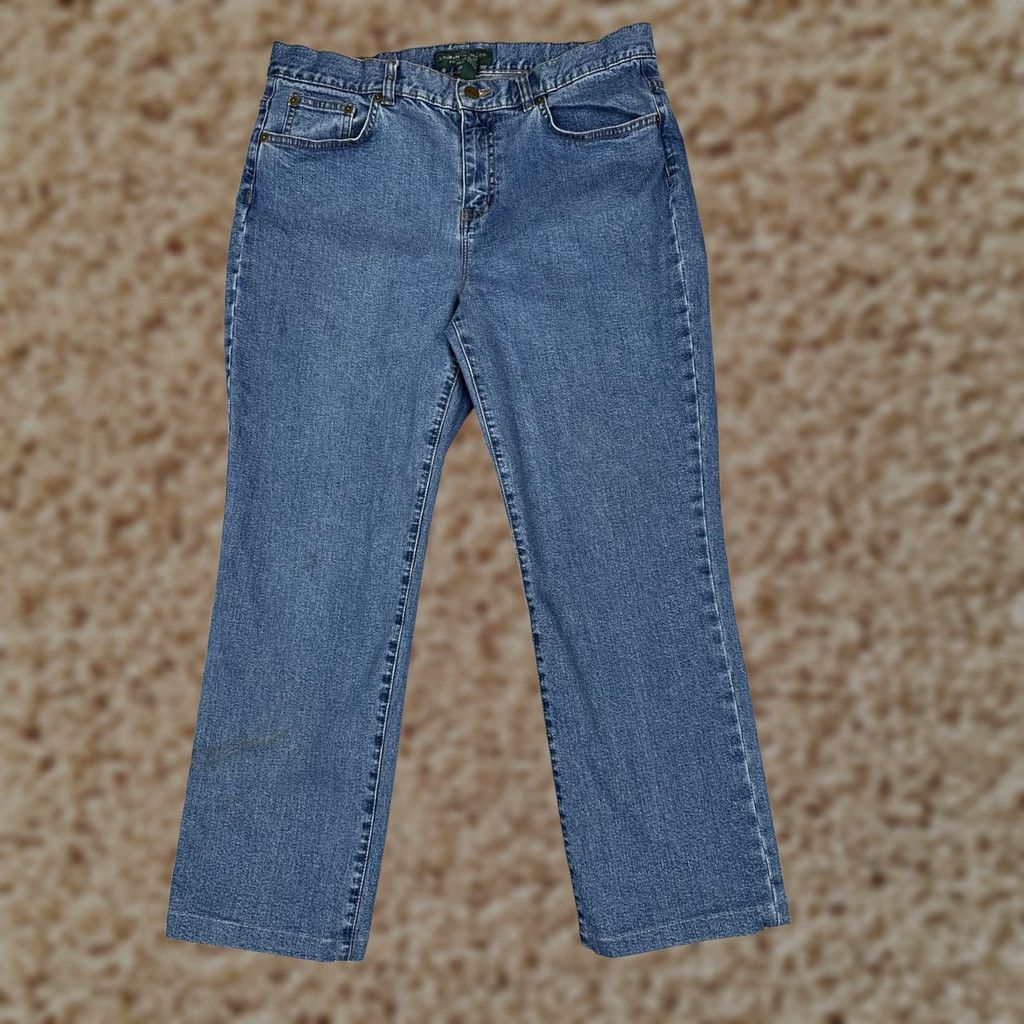 Ralph Lauren Lauren Ralph Lauren Jeans Womens 12P Blue Straight High Rise Stretch 32x26 Denim Size 34" / US 12 / IT 48 - 1 Thumbnail