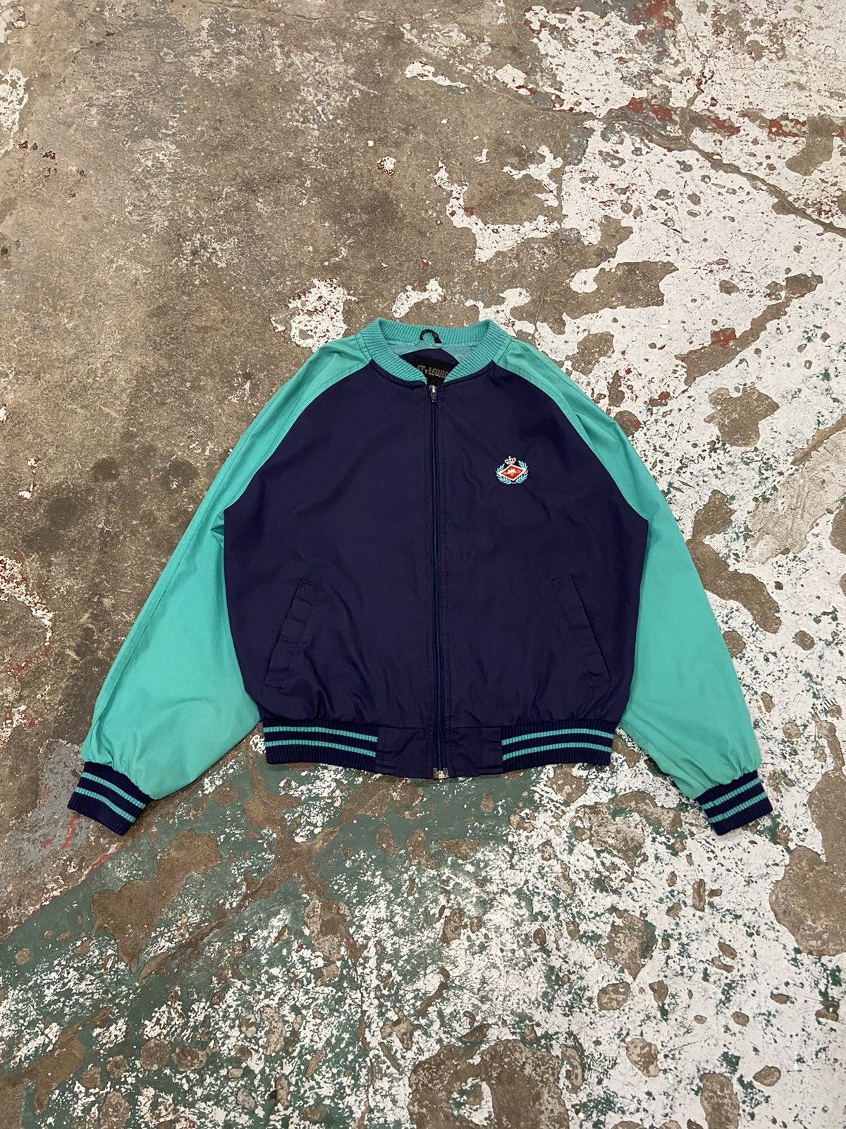 Vintage Vintage Navy Blue And Teal Zip-up Jacket Size US L / EU 52-54 / 3 - 1 Thumbnail