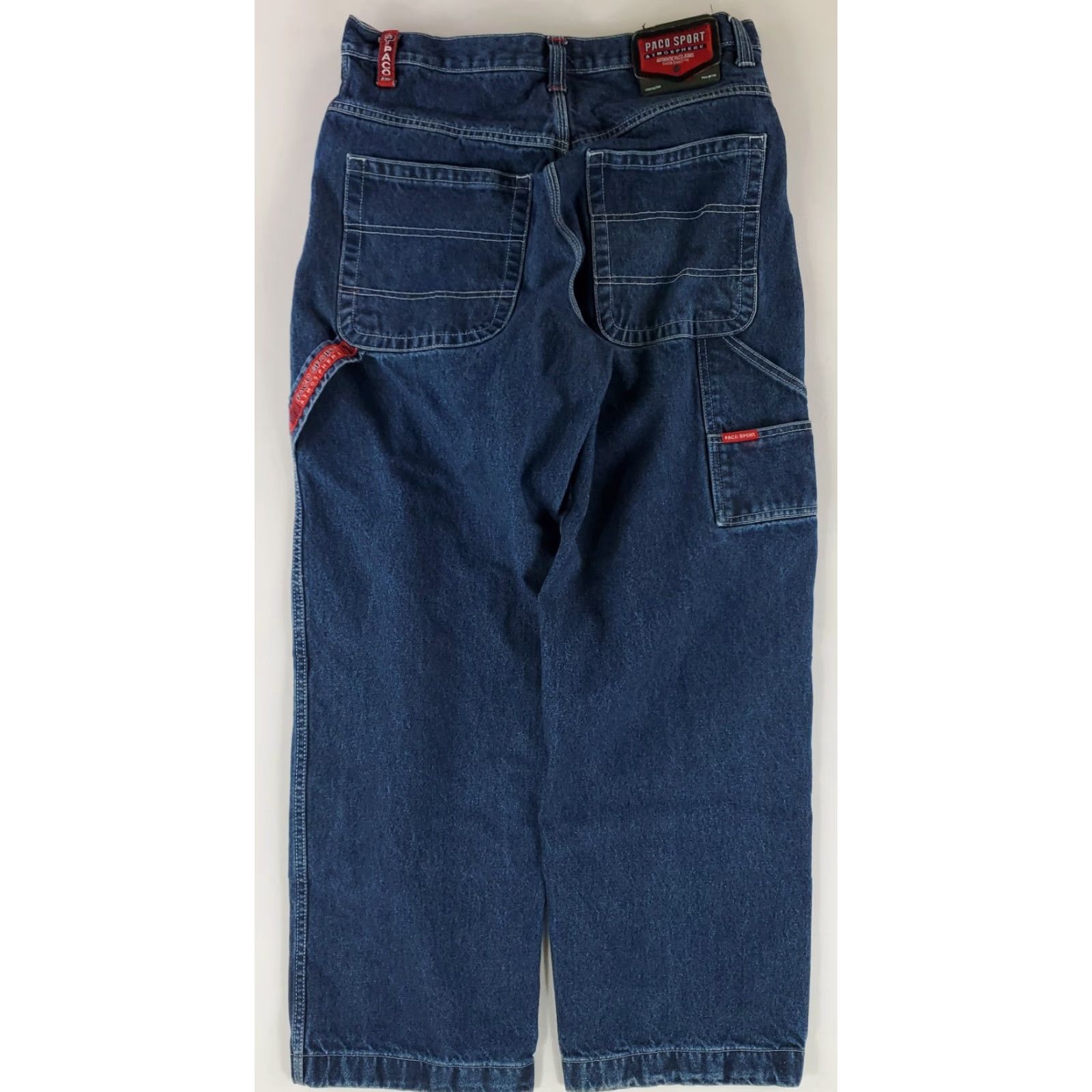 Vintage PACO Jeans Sport Atmosphere Carpenter Mens 34 Waist 32 Inseam Blue Wide-Leg Pants Mens 34x32 Actual AS IS Size US 34 / EU 50 - 5 Thumbnail