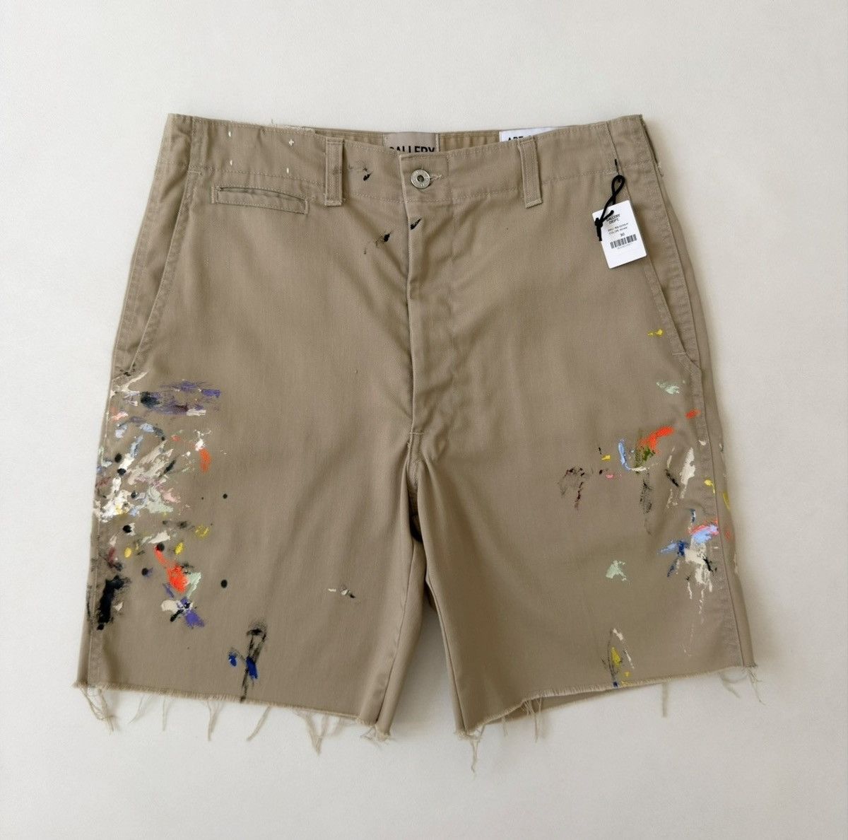 Gallery Dept. ‘Ricky’ Paint Splat Cut Off Beige Shorts Size US 32 / EU 48 - 1 Thumbnail