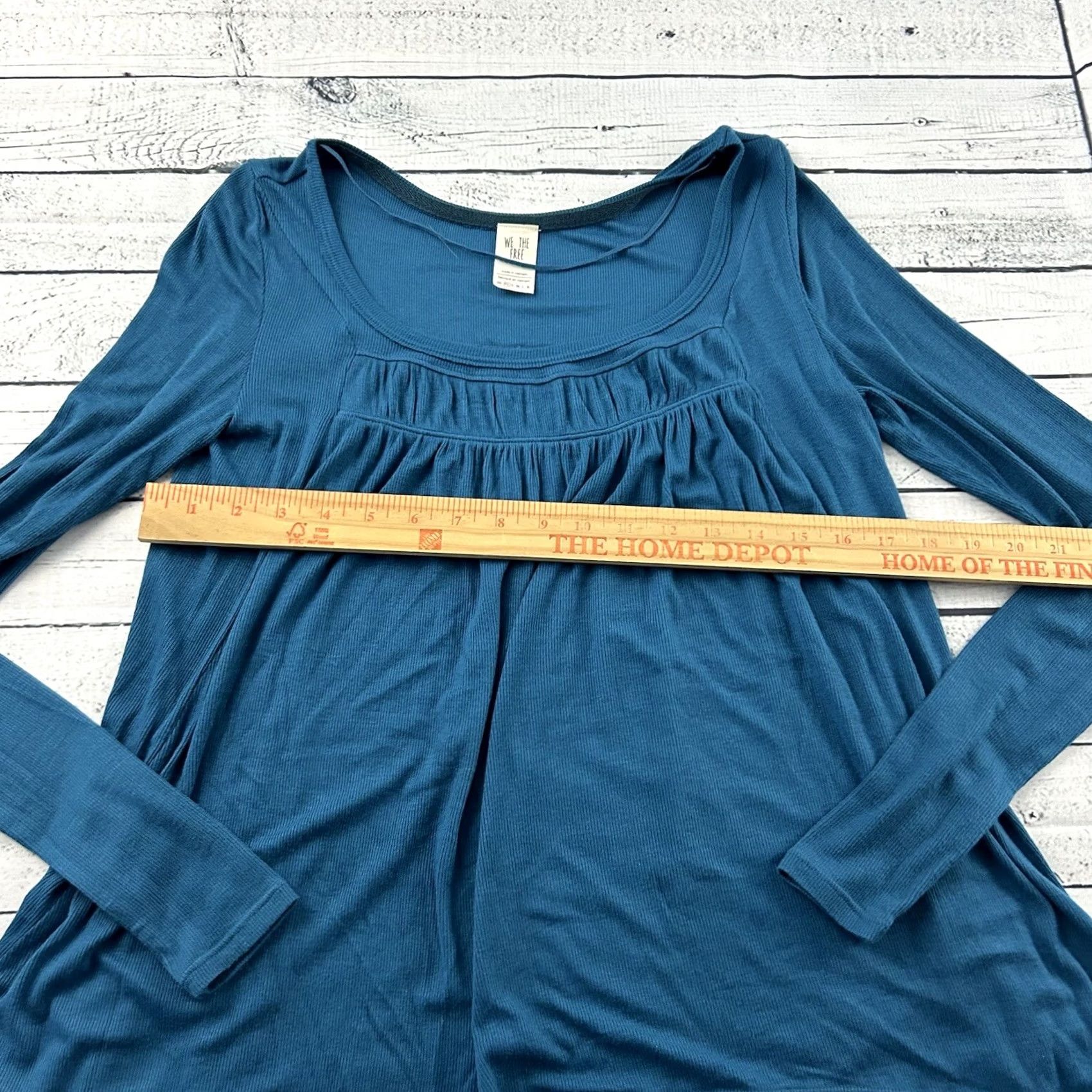 Vintage We The Free Long Sleeve Ribbed Flowy Tunic Top XS Blue Women’s Button-Up Shirt Size XS / US 0-2 / IT 36-38 - 4 Thumbnail