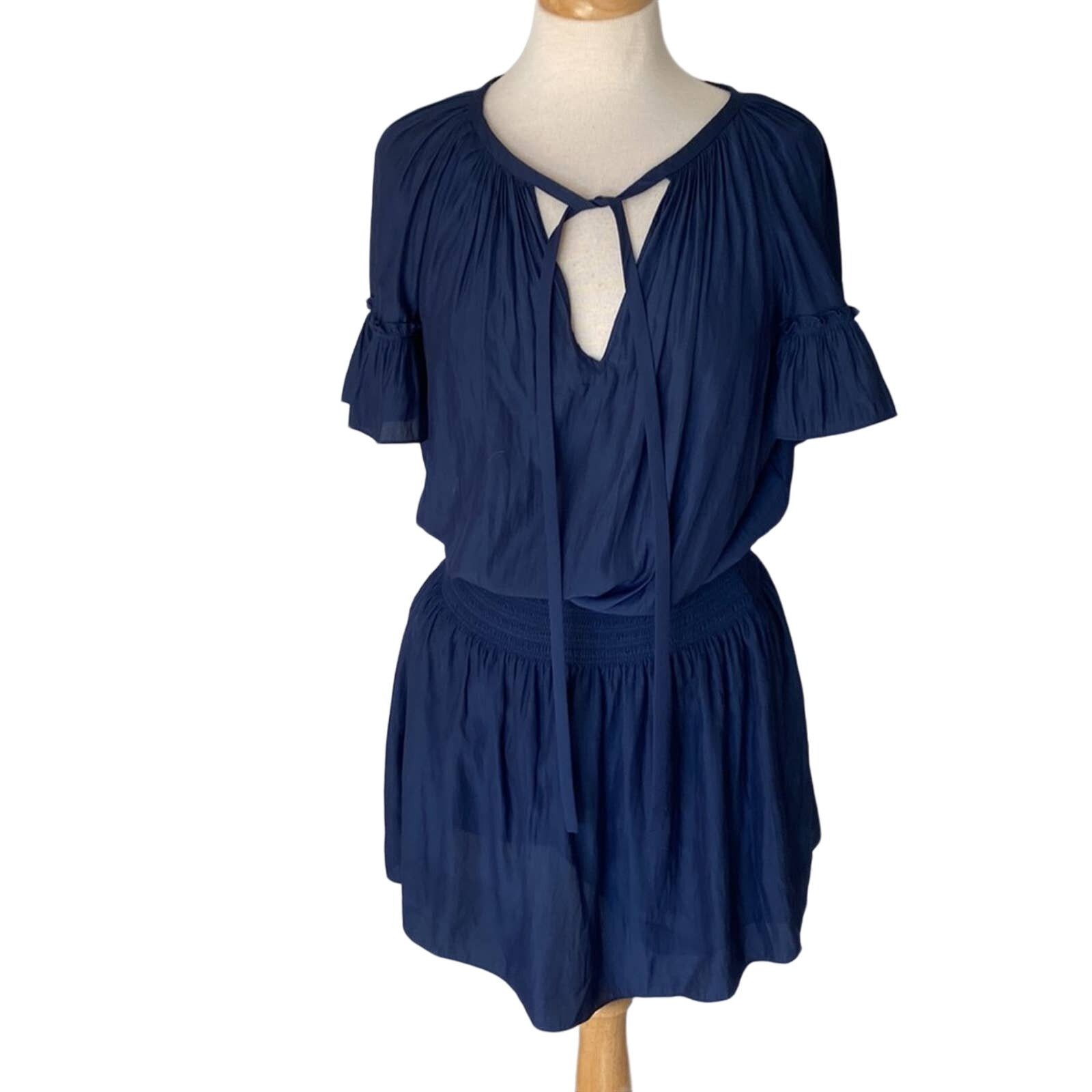 Ramy Brook Ramy Brook Pleated Flutter Sleeve Mini Dress Navy Medium Size M / US 6-8 / IT 42-44 - 1 Thumbnail