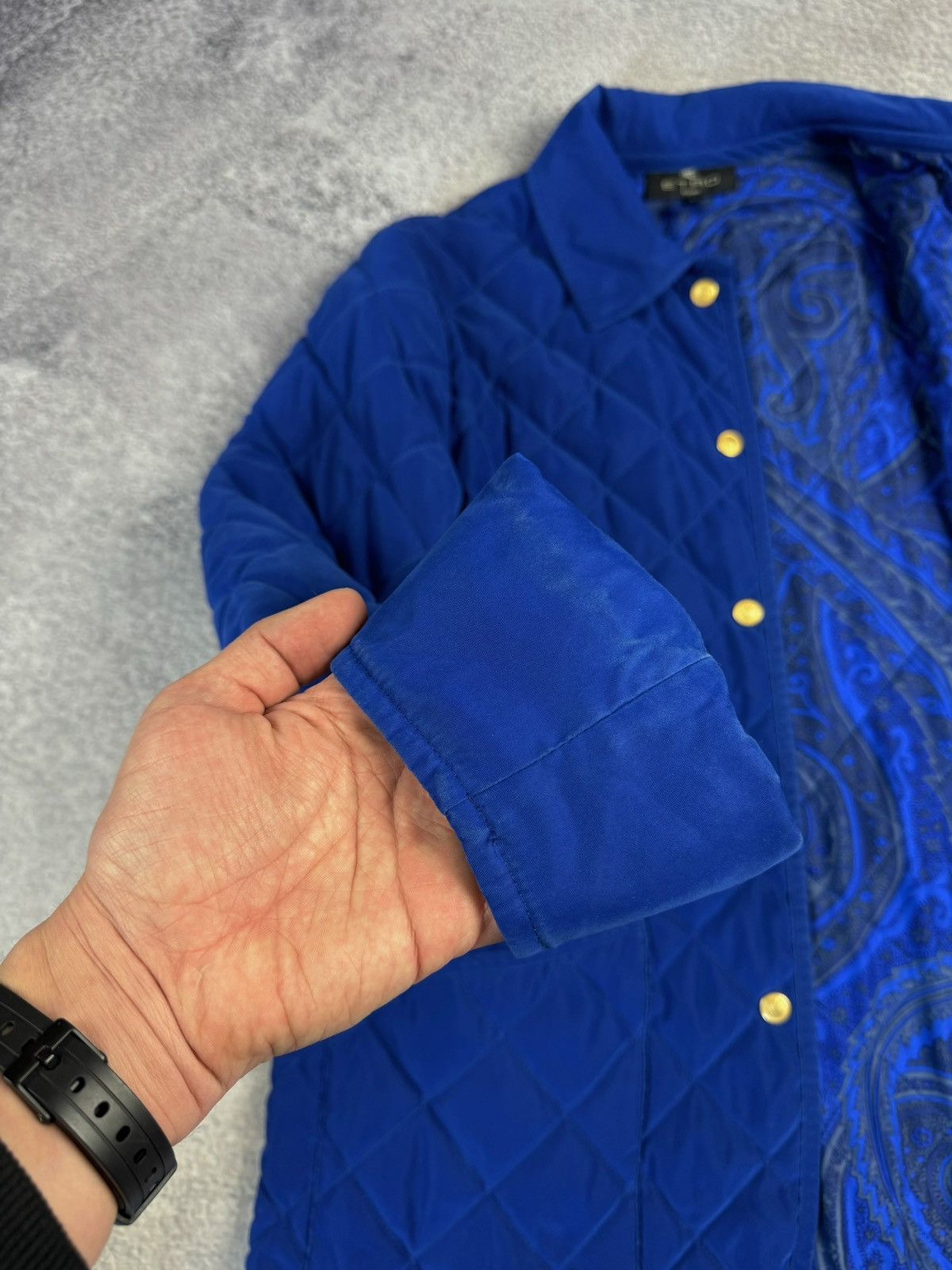 Etro × Vintage ETRO Milano Silk Quilted Blue Jacket Size M / US 6-8 / IT 42-44 - 21 Thumbnail