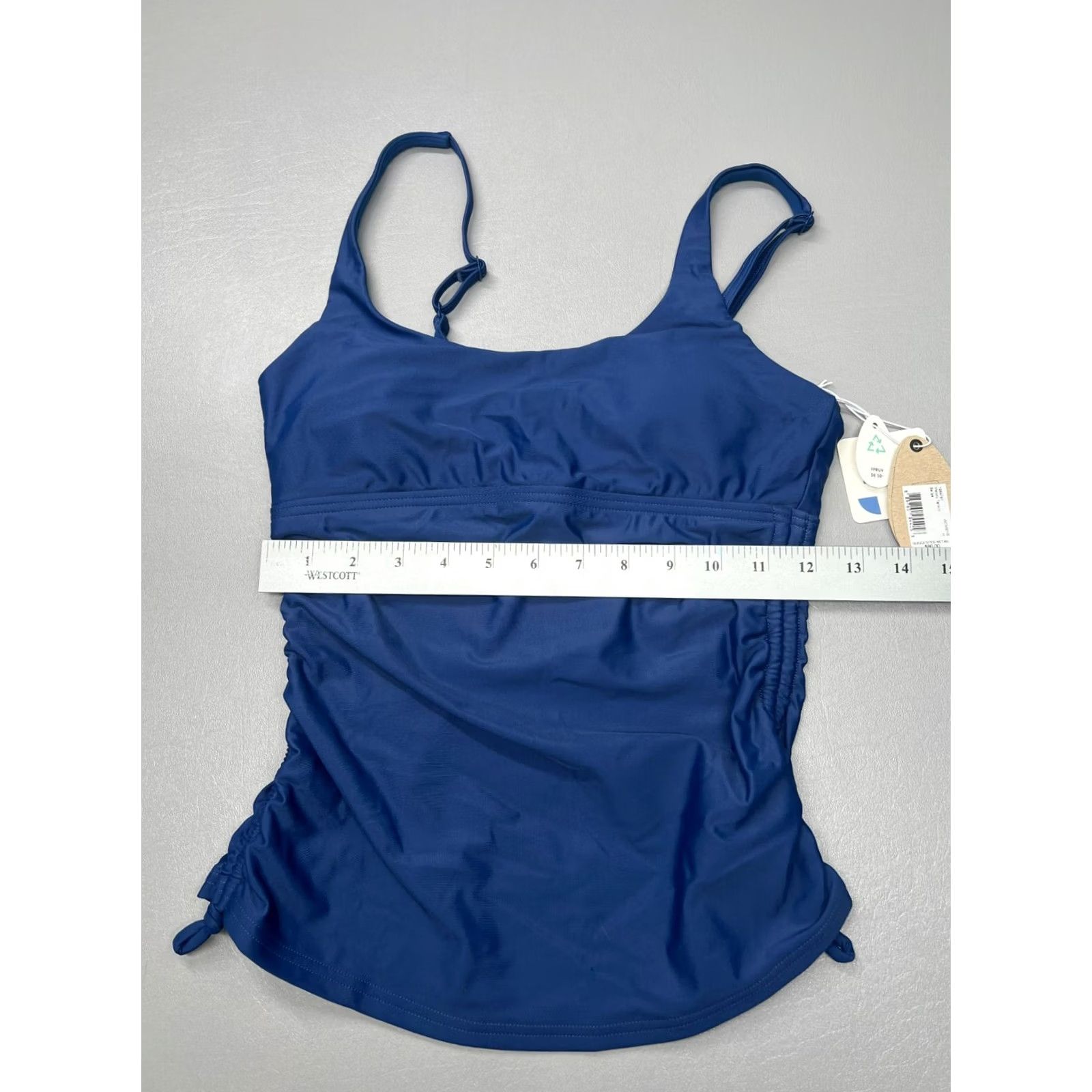 Prana prANA Womens Melody Tankini Belize Blue Side Ruched Padded Swim Top XS Size XS / US 0-2 / IT 36-38 - 4 Thumbnail