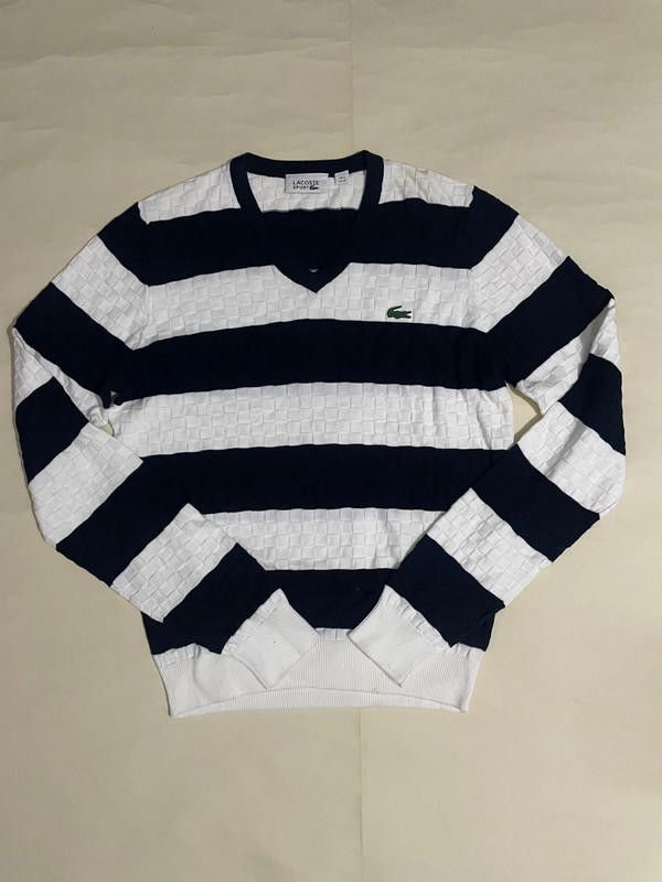 Lacoste Lacoste vintage striped V Neck Knitted Jumper Fr 2 xs Size US XS / EU 42 / 0 - 2 Thumbnail