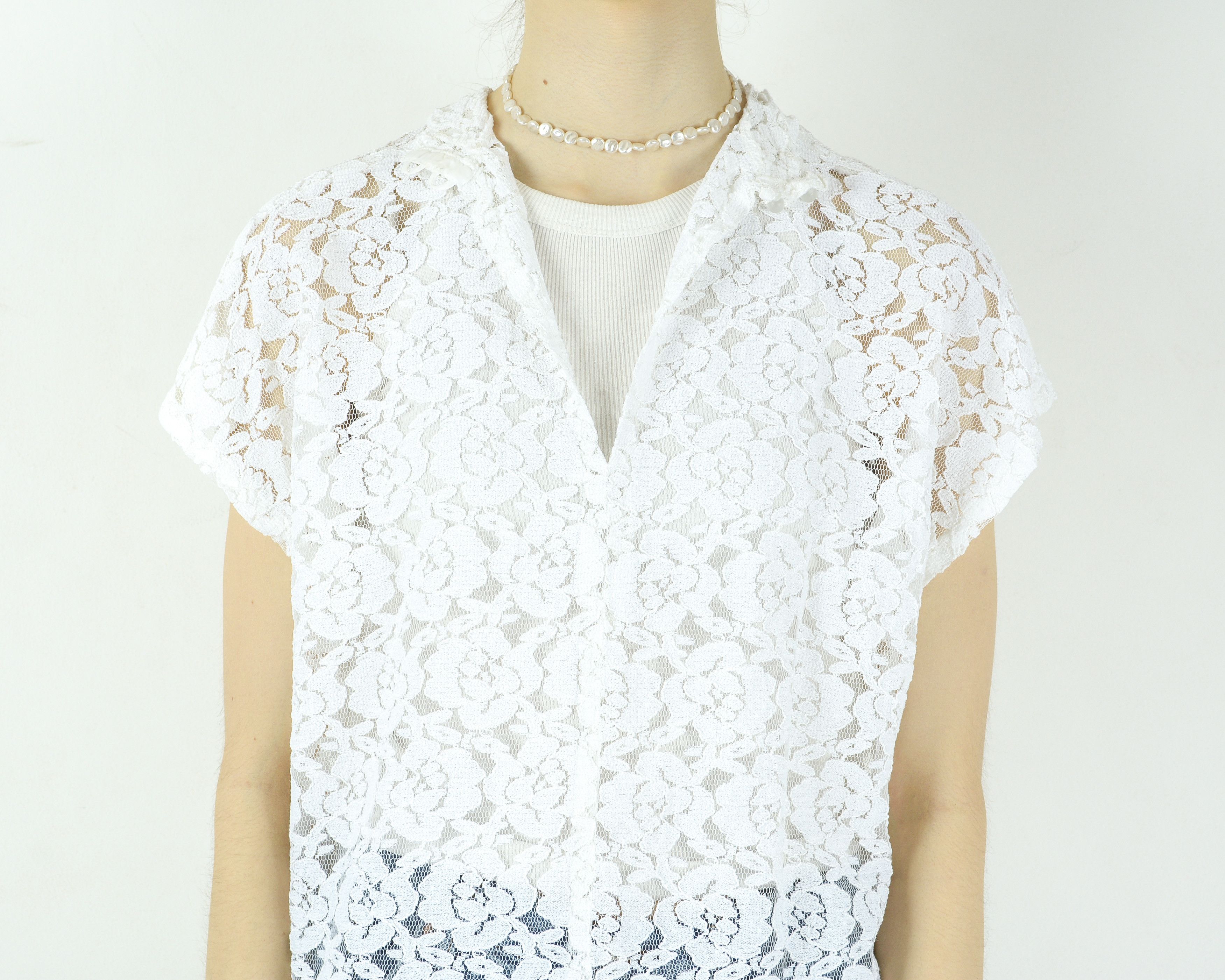Other × Vintage See Through Short Sleeve Crochet Blouse Floral Pullover Top Size S / US 4 / IT 40 - 4 Thumbnail