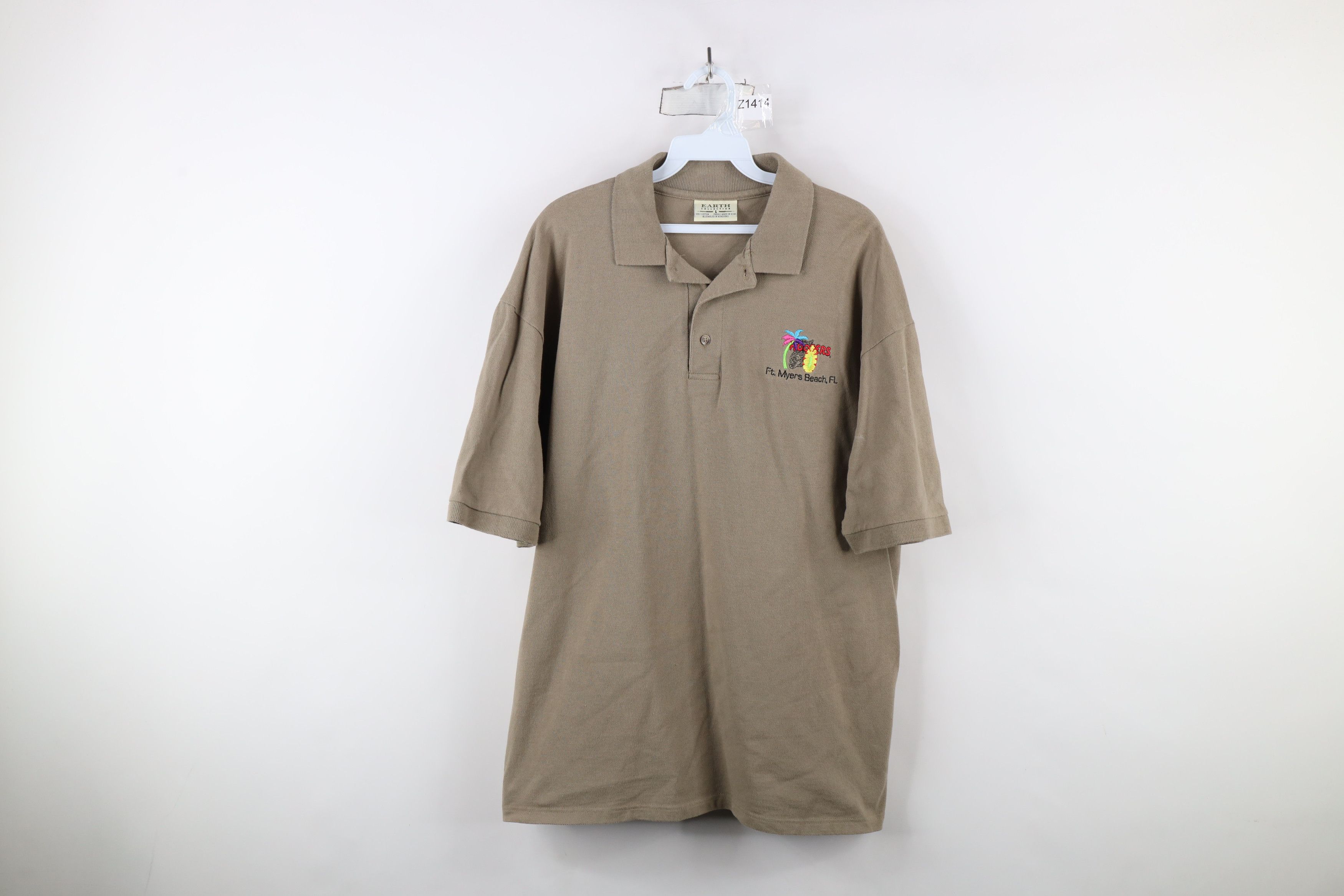 Vintage Vintage 90s Hooters Spell Ft Myers Beach Polo Shirt Beige Size US L / EU 52-54 / 3 - 1 Thumbnail