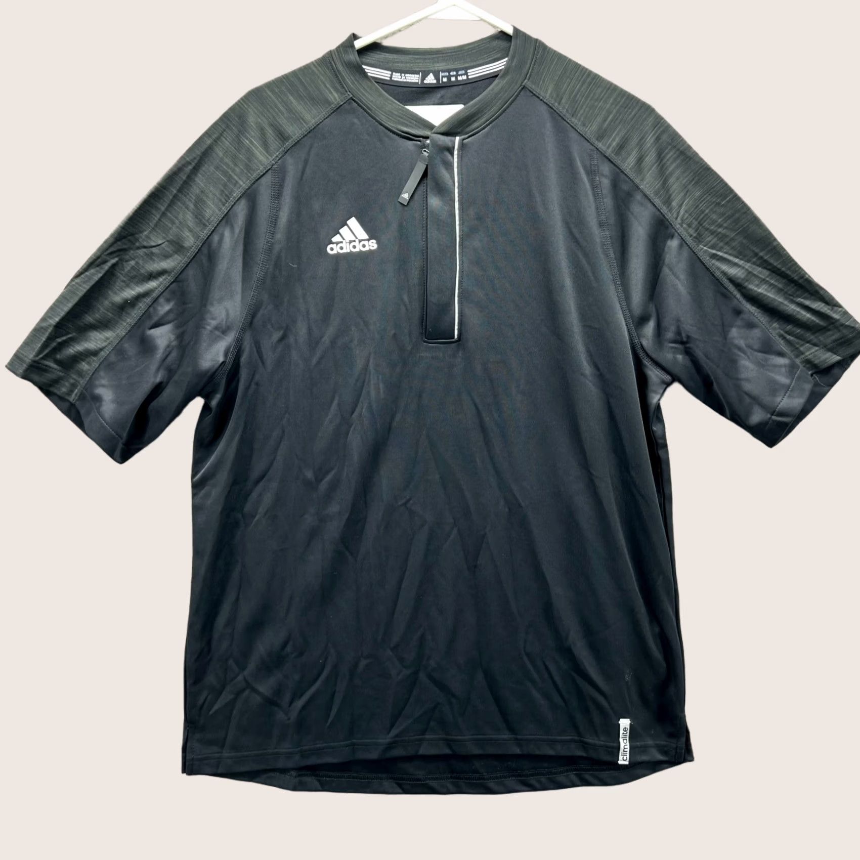 Adidas VINTAGE Adidas Shirt Mens Medium Black Athletic Quarter Zip Jersey Clima Lite Choice Size US M / EU 48-50 / 2 - 1 Thumbnail