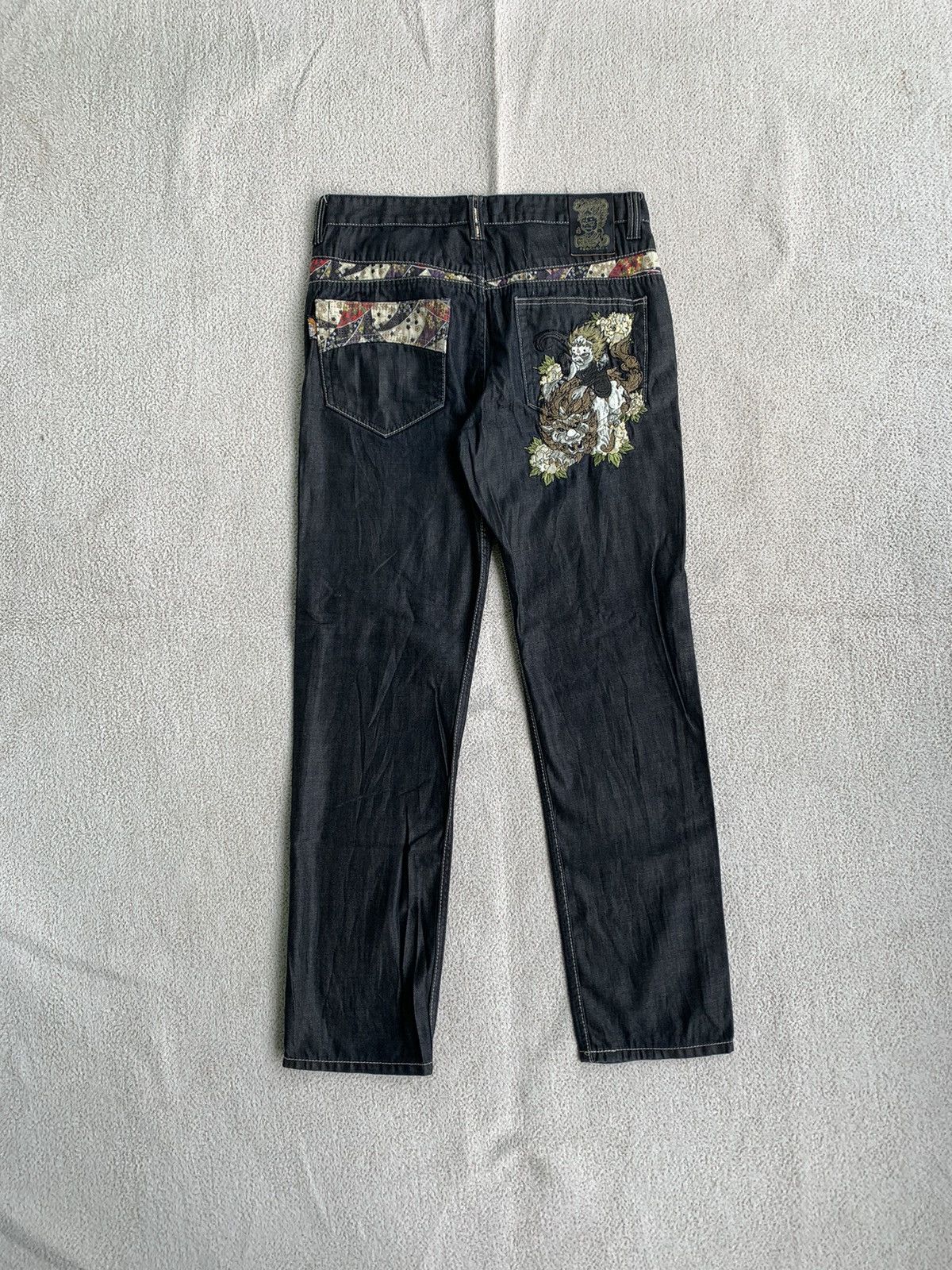 Japanese Brand × Vintage Vtg 00s japanese Zizo Bosatsu embroidered Art Denim Pants Size US 34 / EU 50 - 1 Thumbnail