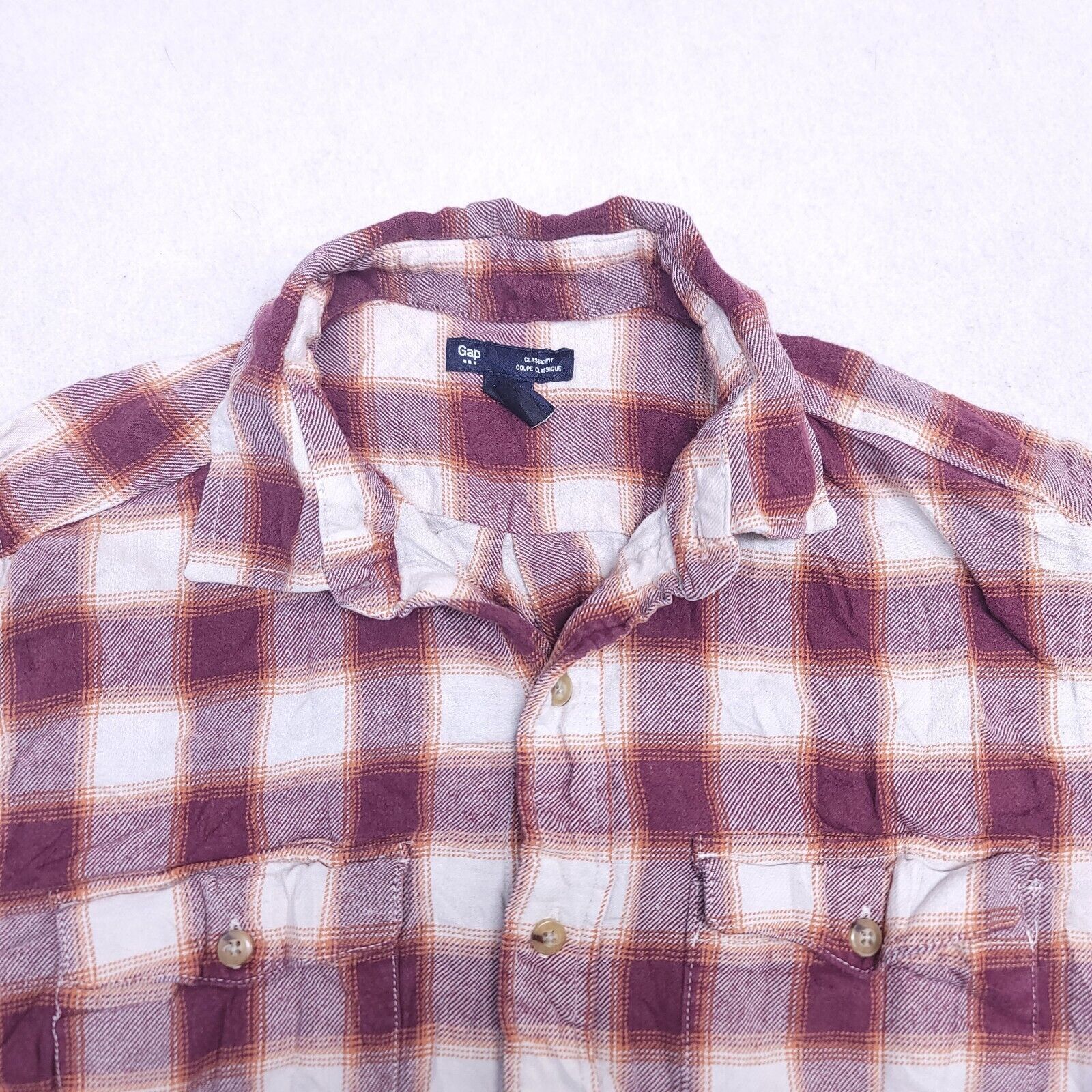 Gap Gap Tartan Flannel Shirt Mens Size Small S Maroon White Size US S / EU 44-46 / 1 - 1 Thumbnail