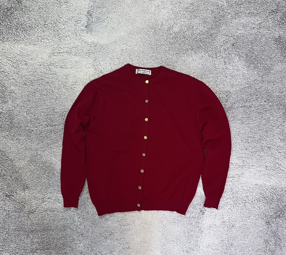 Burberry Burberrys Women Cardigan Red Wool Scotland Gold Logo Buttons Size L / US 10 / IT 46 - 4 Thumbnail