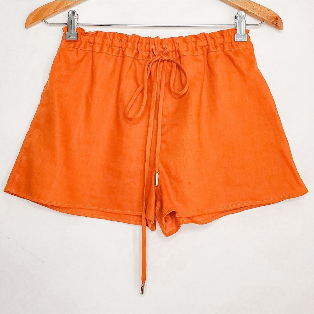 image of Cult Gaia Sissi Marigold Orange 100% Linen Drawstring Elasti, Women's (Size 26)