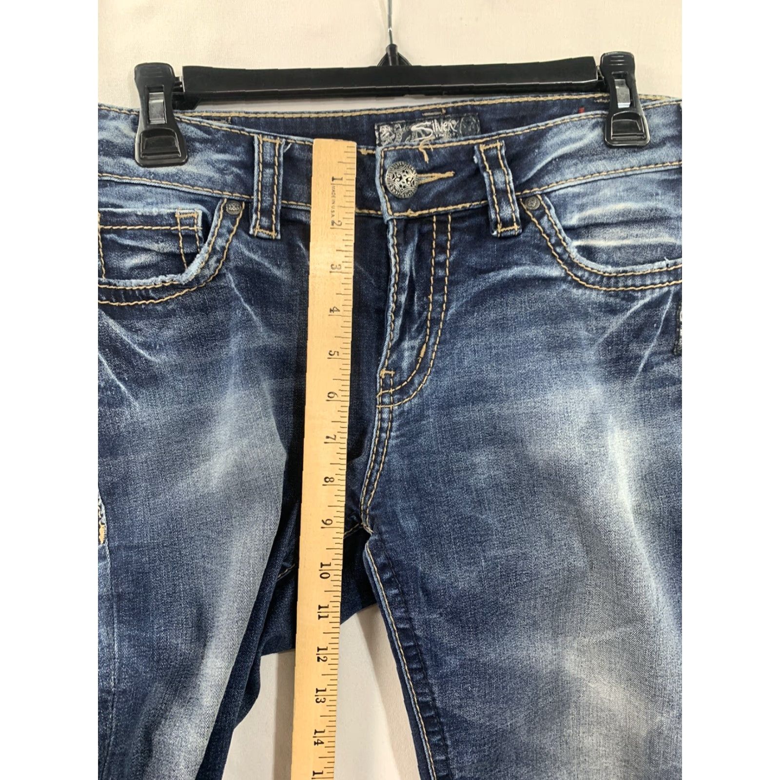 Silver Jeans Co. Silver Suki Mid Straight Jeans Womens 32x30 Dark Wash Stretch Fluid Denim Size 24" / US 00 / IT 34 - 5 Thumbnail