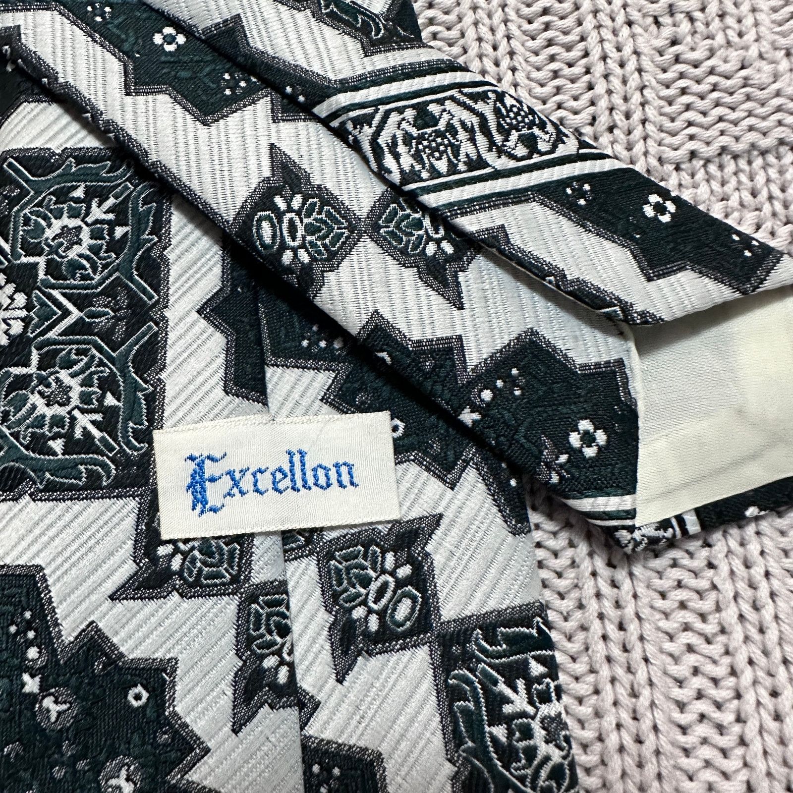 Vintage Vintage Excellon black and white paisley men's tie Size ONE SIZE - 3 Thumbnail