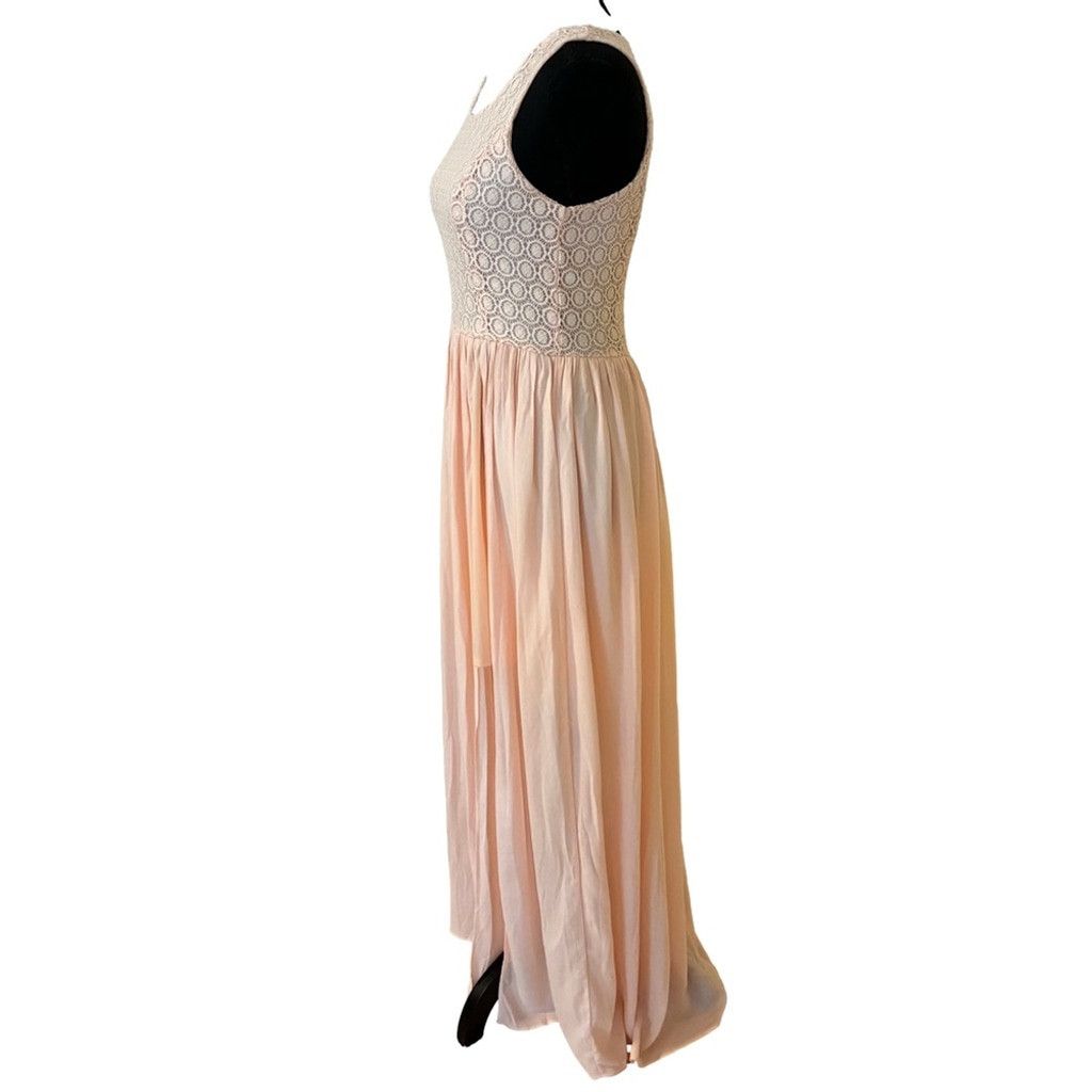 Other Altar'd State sz M Lace Sleeveless Peach Hi Lo Maxi Dress Size M / US 6-8 / IT 42-44 - 4 Thumbnail