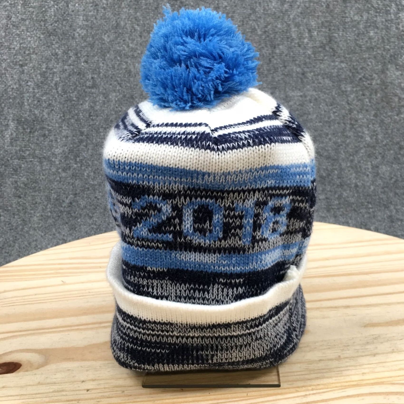 Vintage 2018 Pyeongchang Olympics USA Beanie Mens OS Blue White Pom Pom Knit Winter Hat Size ONE SIZE - 6 Thumbnail