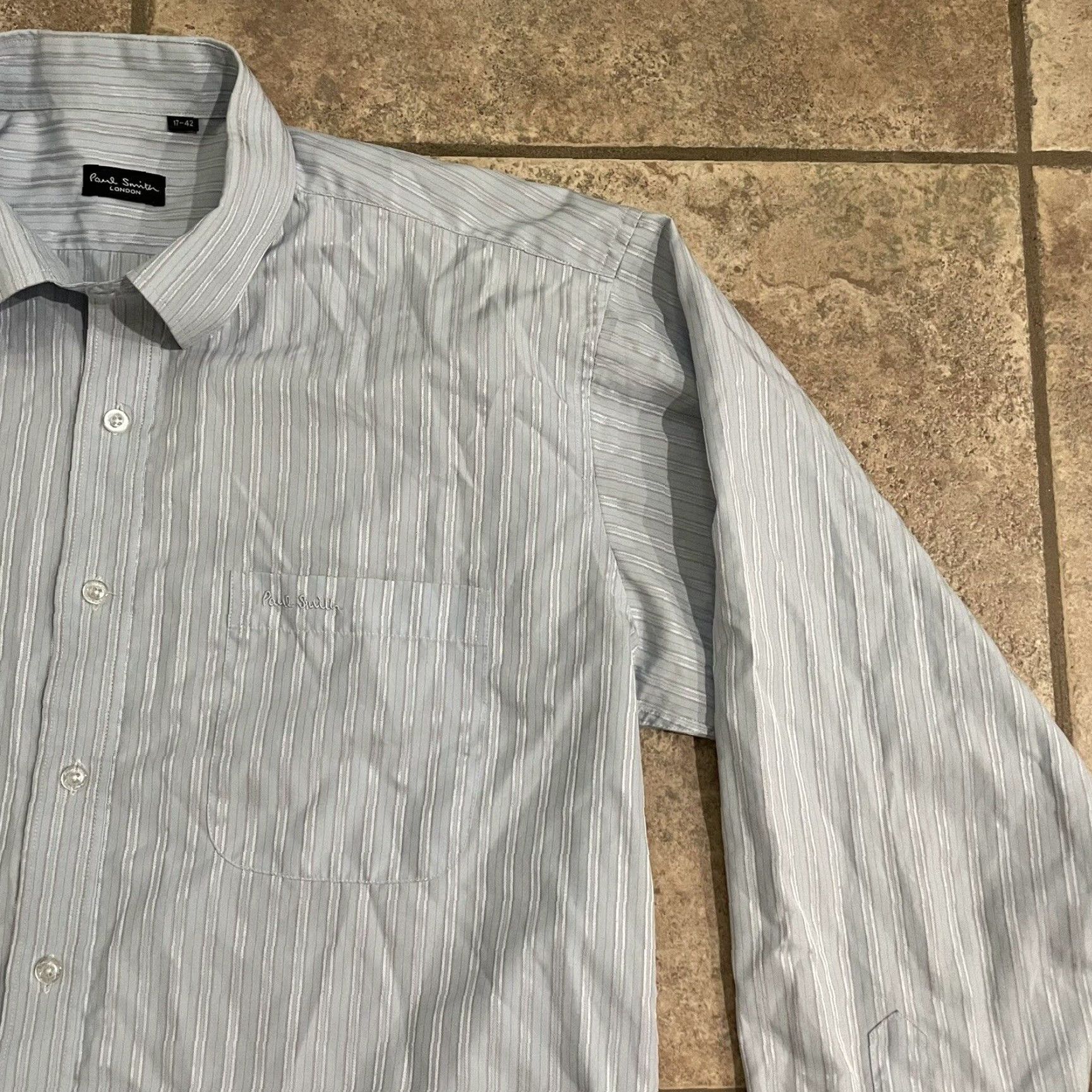Paul Smith PAUL SMITH Dress Shirt Mens 17 Short Sleeve Multicolor London Vertical Stripe Button-Up Shirt 17 Mens Size 46R - 2 Thumbnail