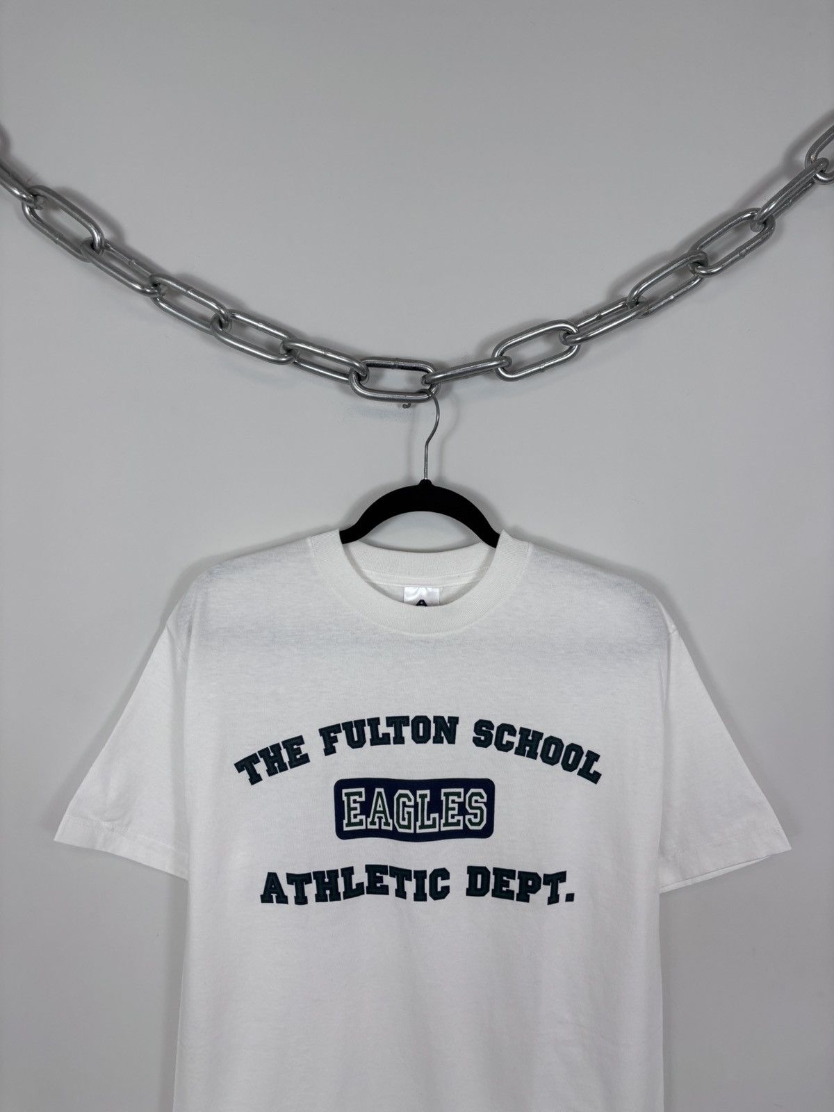 Vintage Vintage The Fulton School Eagles USA White Single Stitch Tee Size US M / EU 48-50 / 2 - 2 Thumbnail