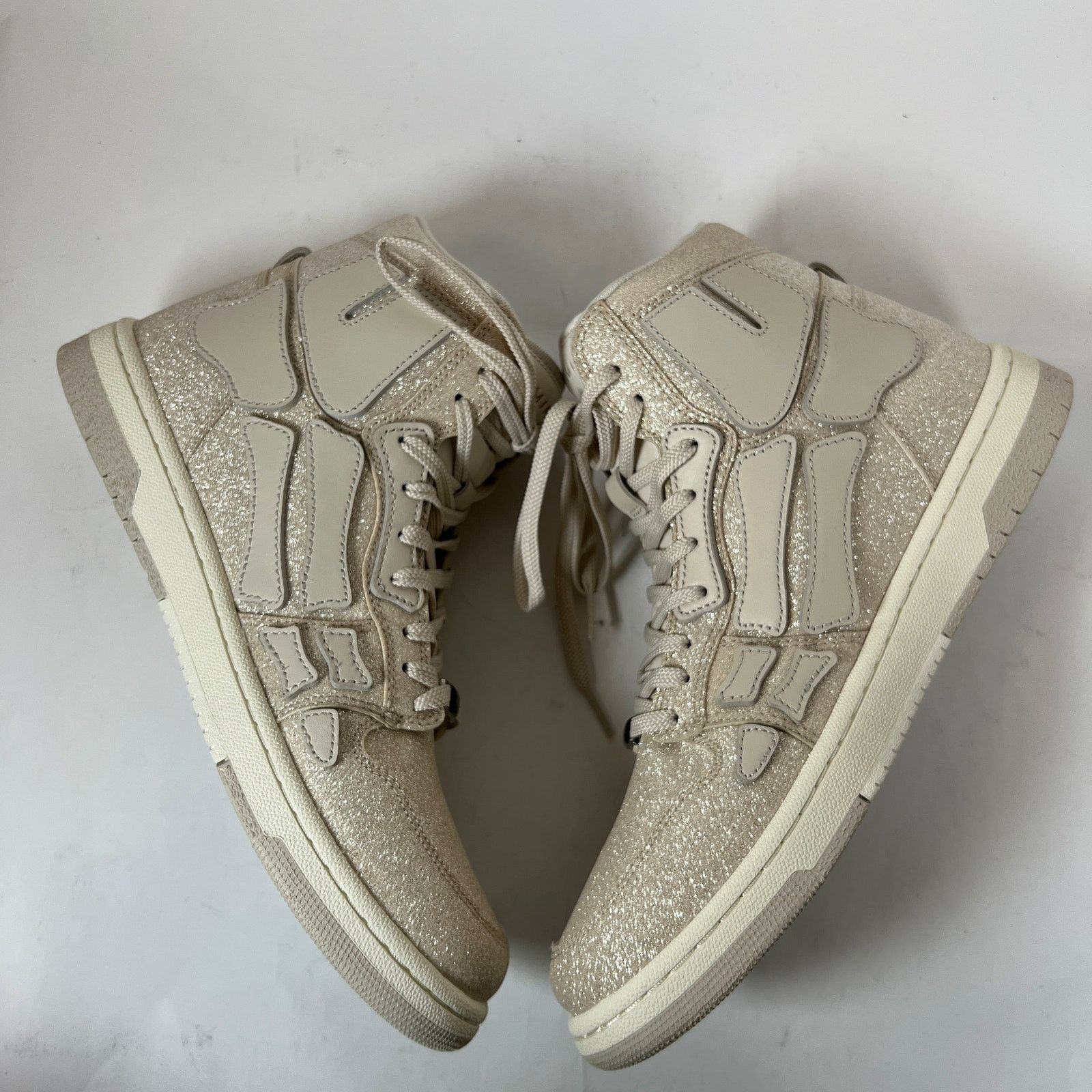 Amiri Amiri Beige Glitter Skel Hi-Top Sneaker Size 42 Size US 9 / EU 42 - 5 Thumbnail