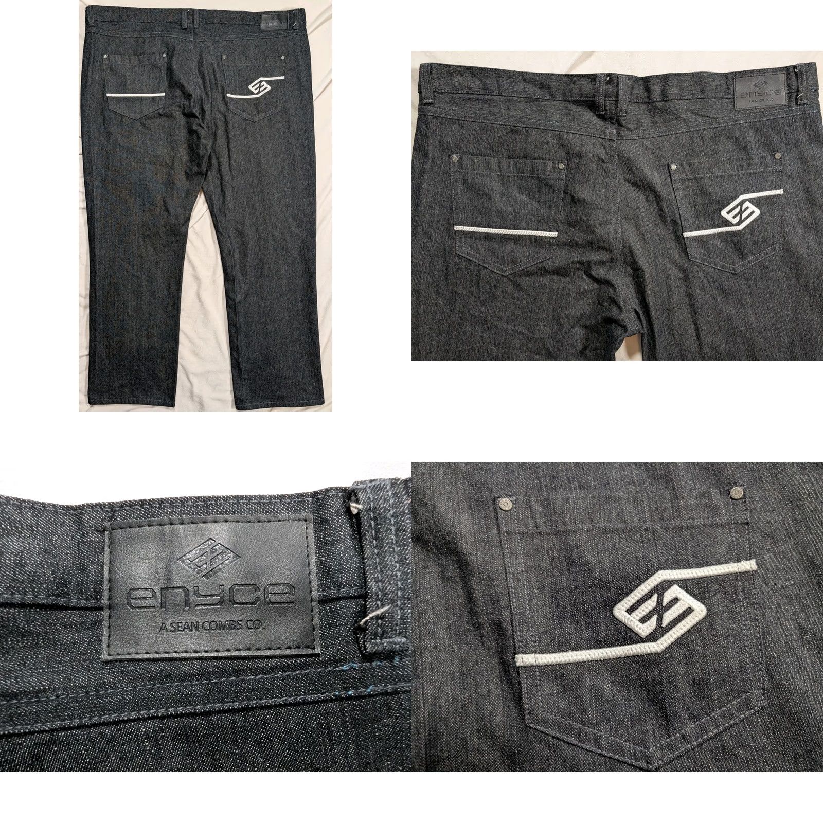 Enyce Enyce Jeans Mens 50 Blue Embroidered Baggy Hip Hop Denim Relaxed Fit Streetwear Jeans Size US 34 / EU 50 - 8 Thumbnail