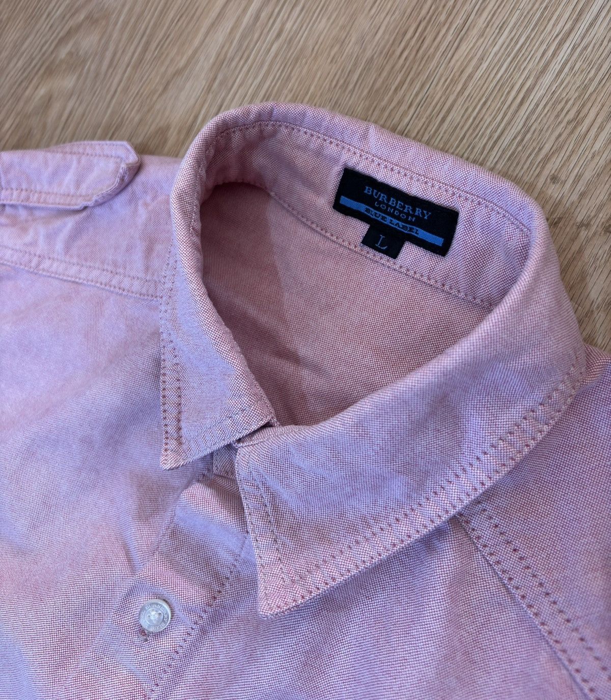 Burberry Burberry Mens Oxford Light Pink Blue Label Long Sleeve Size 38L - 6 Thumbnail