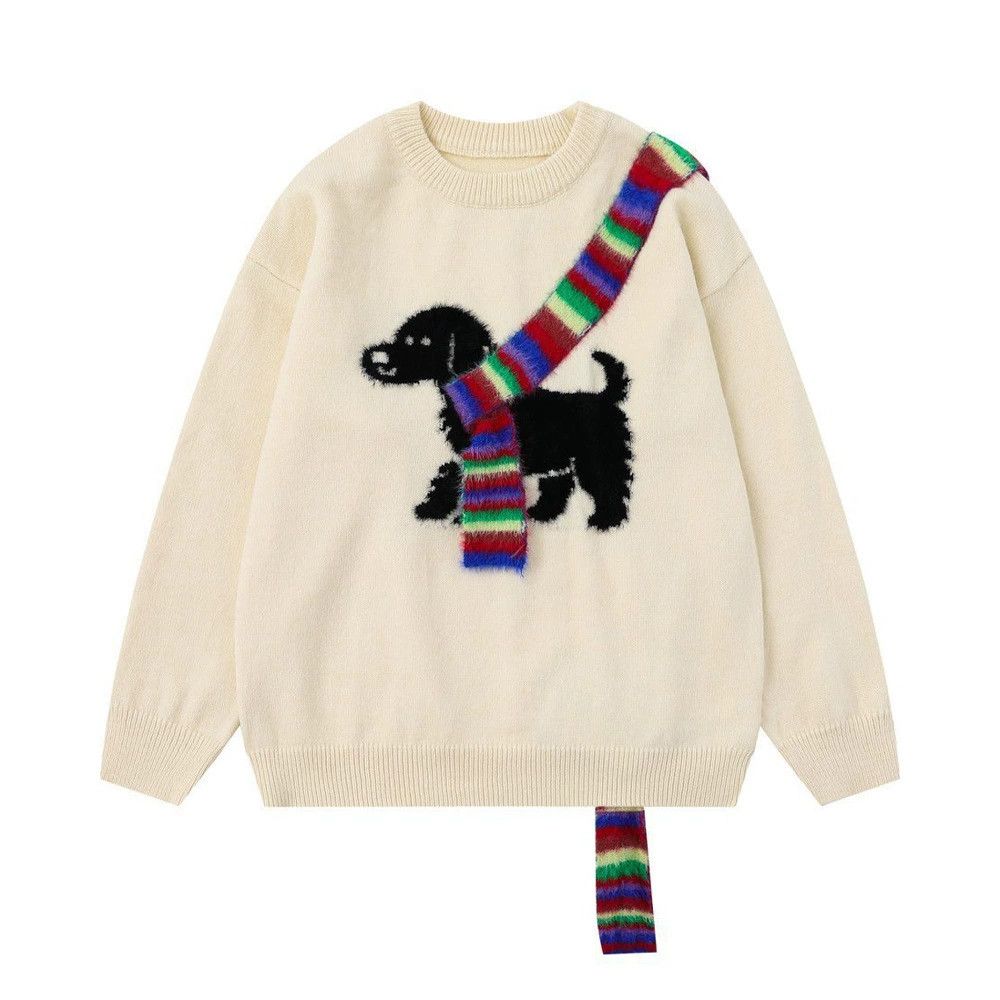 Vintage Men's loose casual puppy embroidered patchwork sweater Size US M / EU 48-50 / 2 - 1 Thumbnail