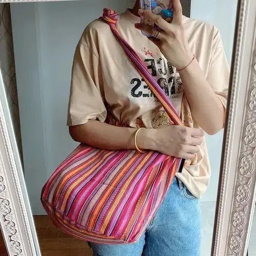 Bohemian Canvas Shoulder Crossbody Bag in Red, Men's