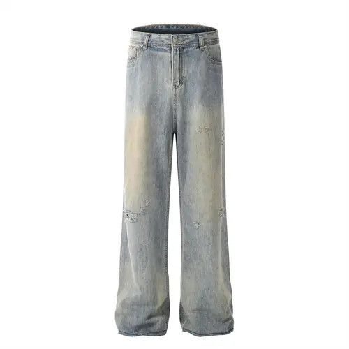 Jean Men's punk trend distressed raw edge jeans Size US 32 / EU 48 - 7 Thumbnail