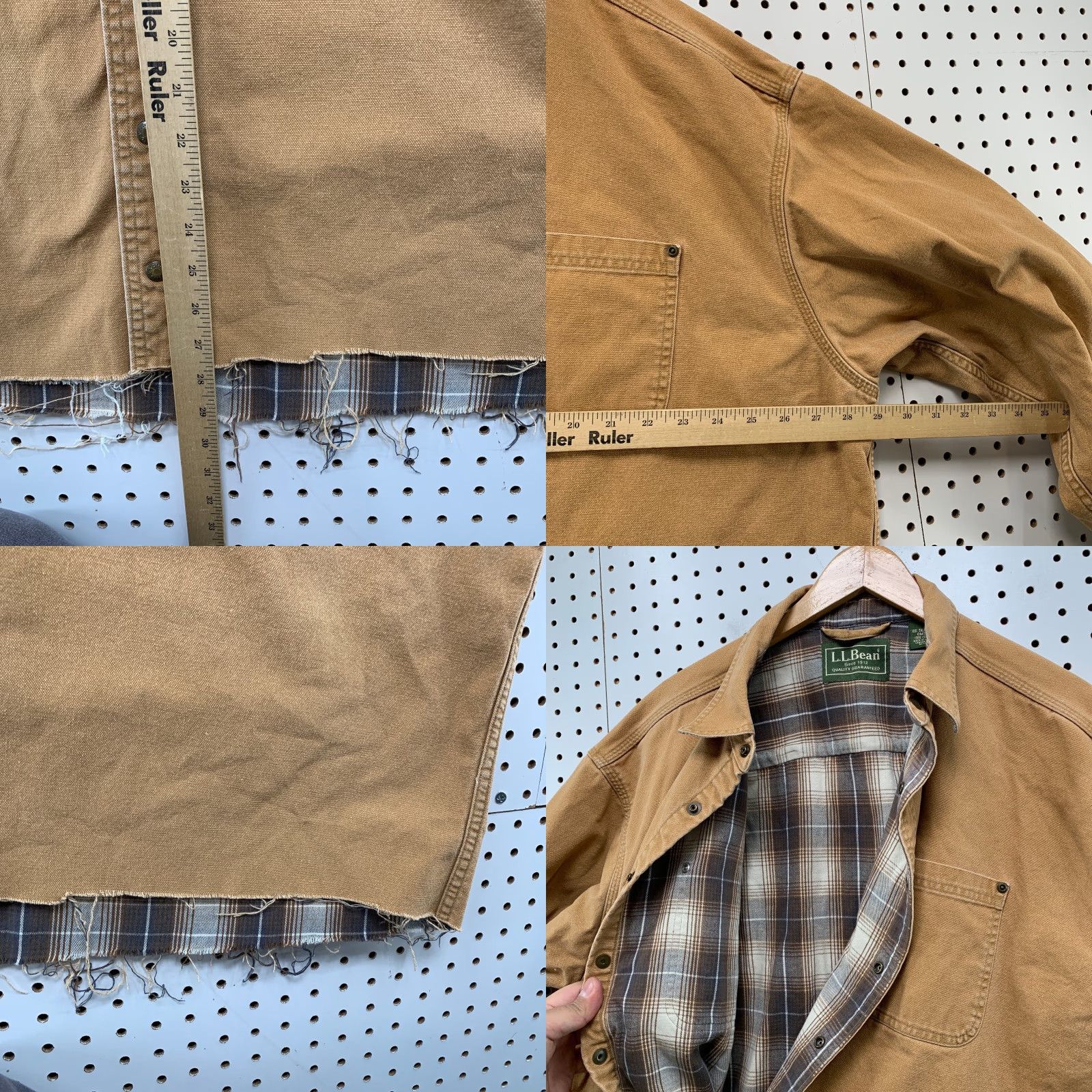 Vintage LL Bean Canvas Snap Jacket Mens 2XL Cropped Flannel Lined Shacket Workwear Jacket Size US XXL / EU 58 / 5 - 8 Thumbnail