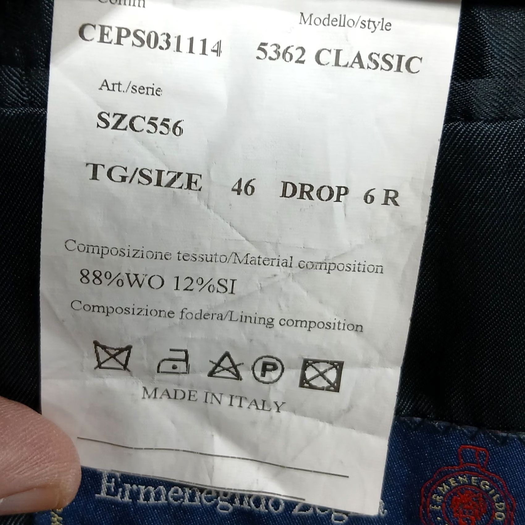 Ermenegildo Zegna Saks Fifth Avenue Classic Fit Gray Wool Blend Zegna Cloth Blazer Men's 46R Size 46R - 6 Thumbnail