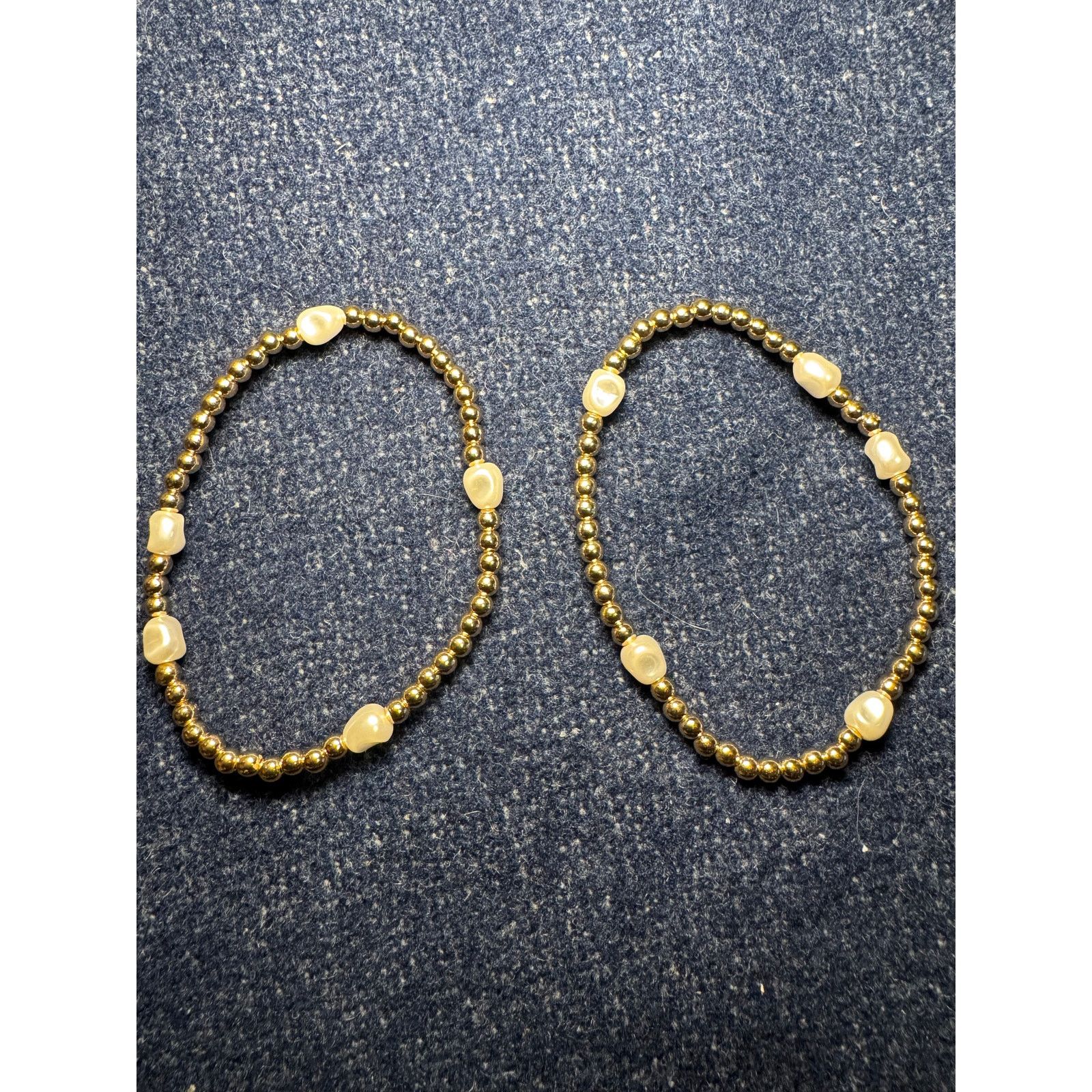 Other 2 Gold Filled Spaced w/ Freshwater Pearls Stretch Bracelets Size ONE SIZE - 2 Thumbnail