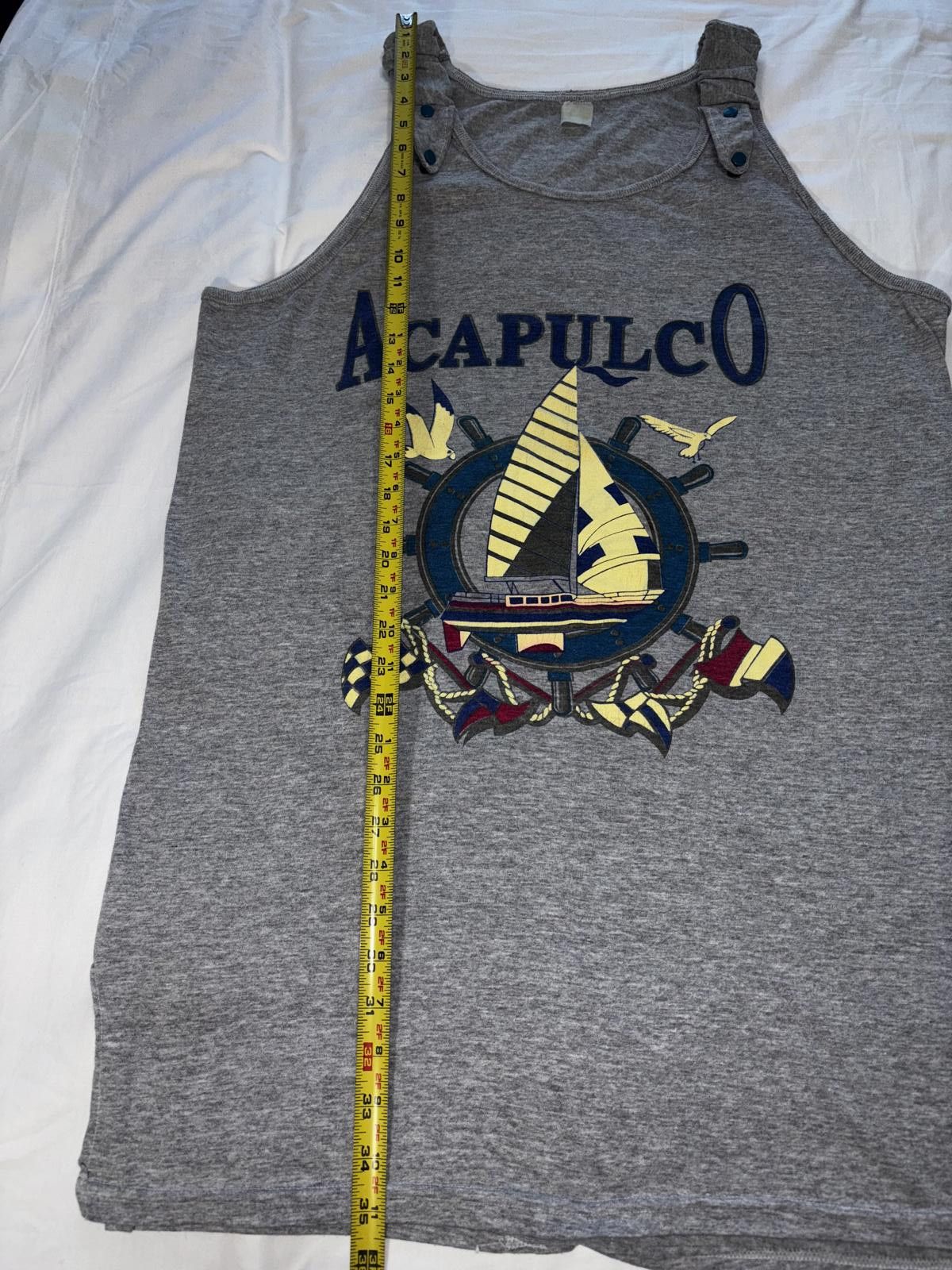 Designer Vintage Acapulco Graphic Tank Top - Nautical Design Size M / US 6-8 / IT 42-44 - 5 Thumbnail