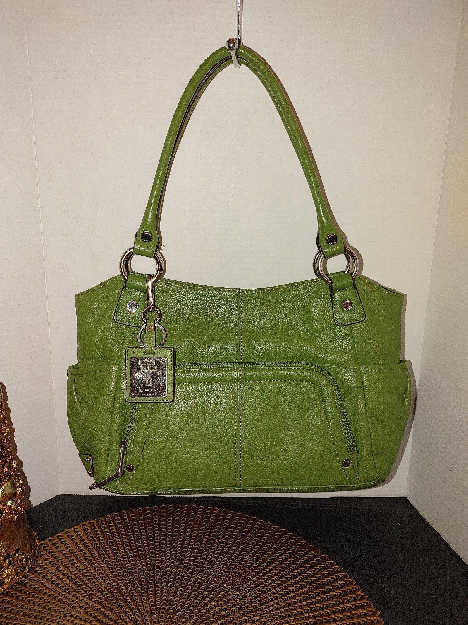 Designer Tignanello Lime Green Leather Shoulder Bag Size ONE SIZE - 1 Thumbnail