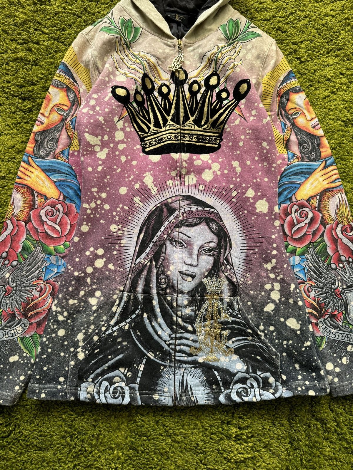 Christian Audigier × Ed Hardy × Vintage Christian Audigier Y2K vintage Saint Virgin Mary hoodie Size S / US 4 / IT 40 - 3 Thumbnail